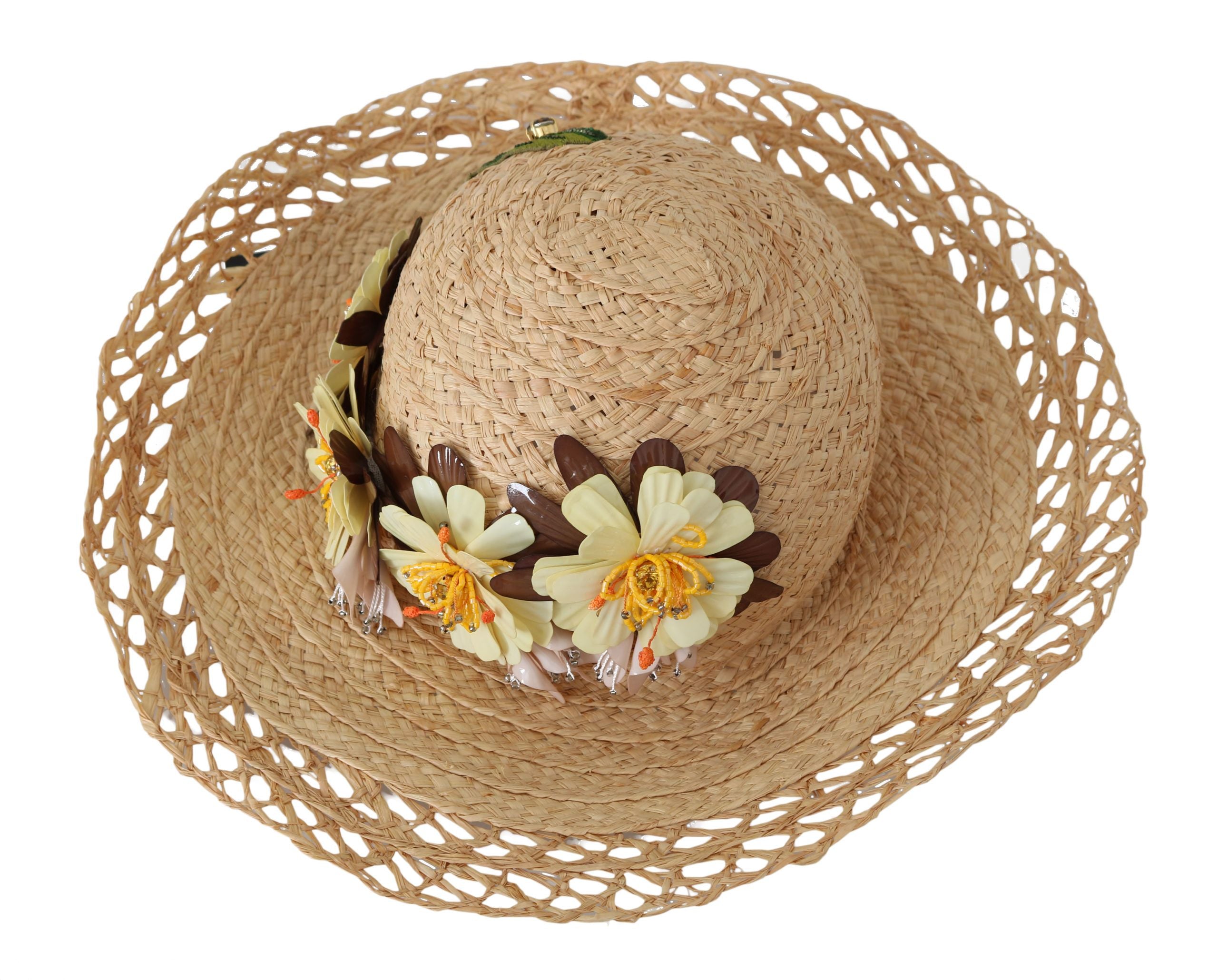 Dolce & Gabbana Elegant Beige Floral Bucket Hat