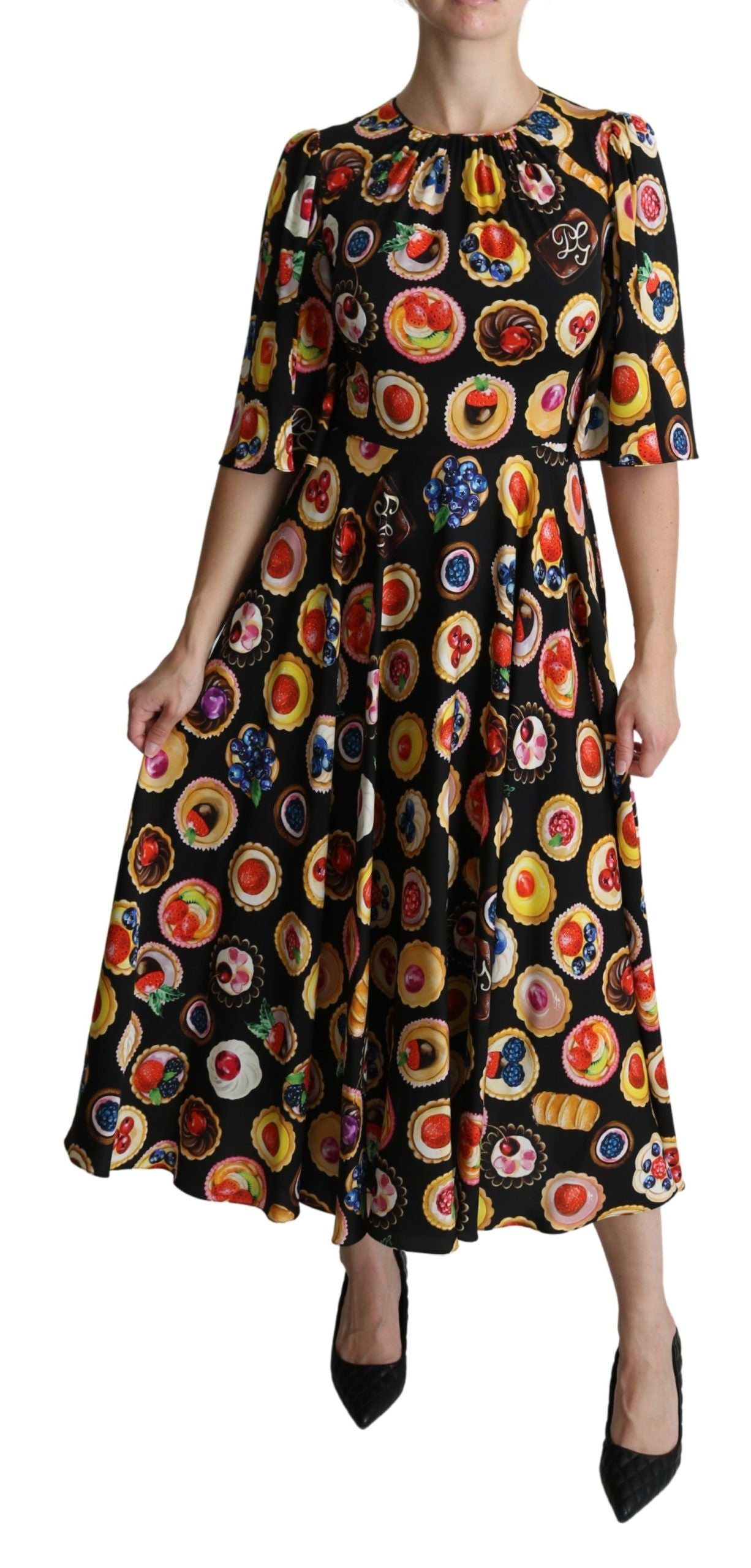 Dolce & Gabbana Chic Multicolor Maxi Desserts Print Dress