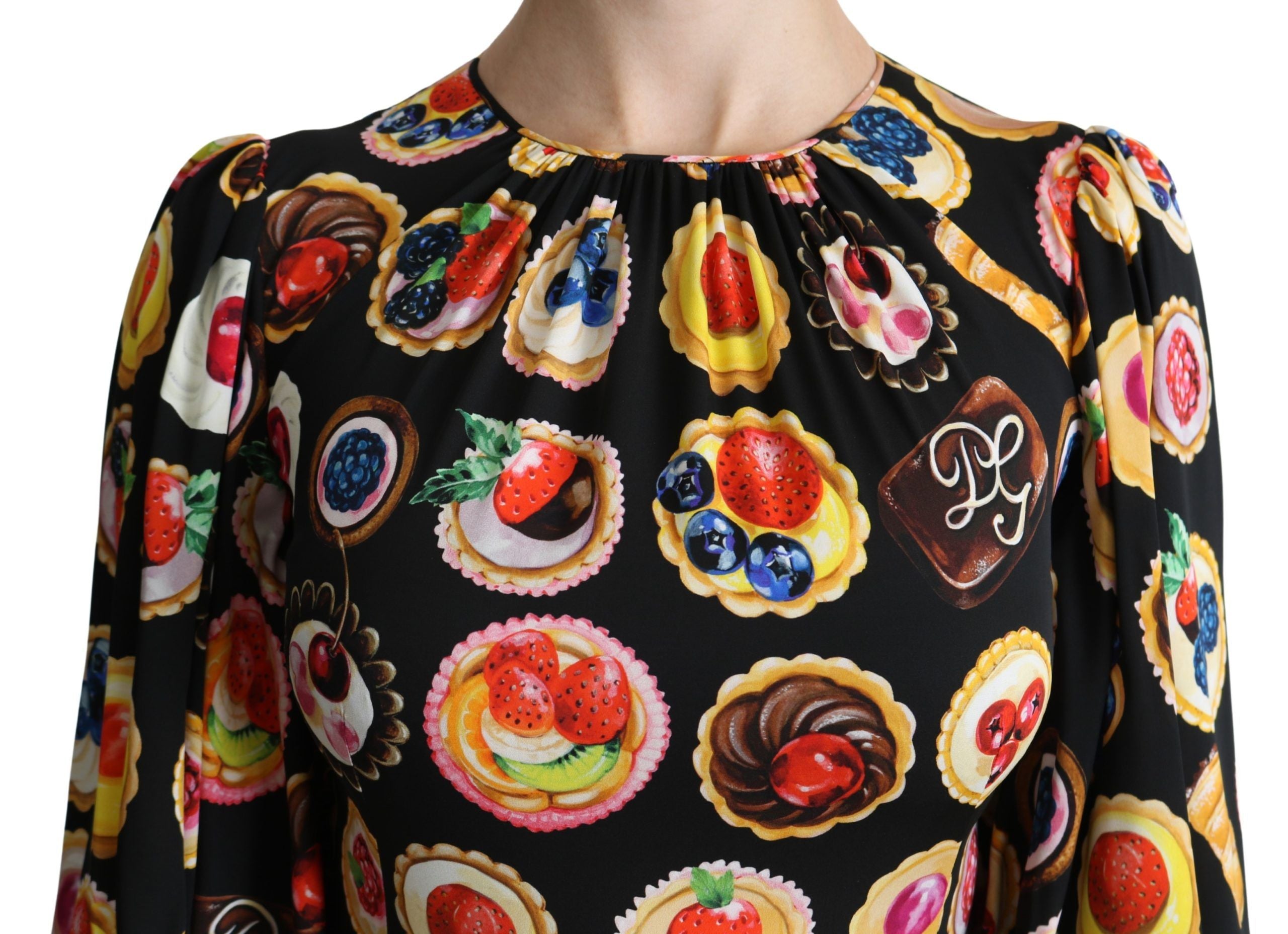 Dolce & Gabbana Chic Multicolor Maxi Desserts Print Dress