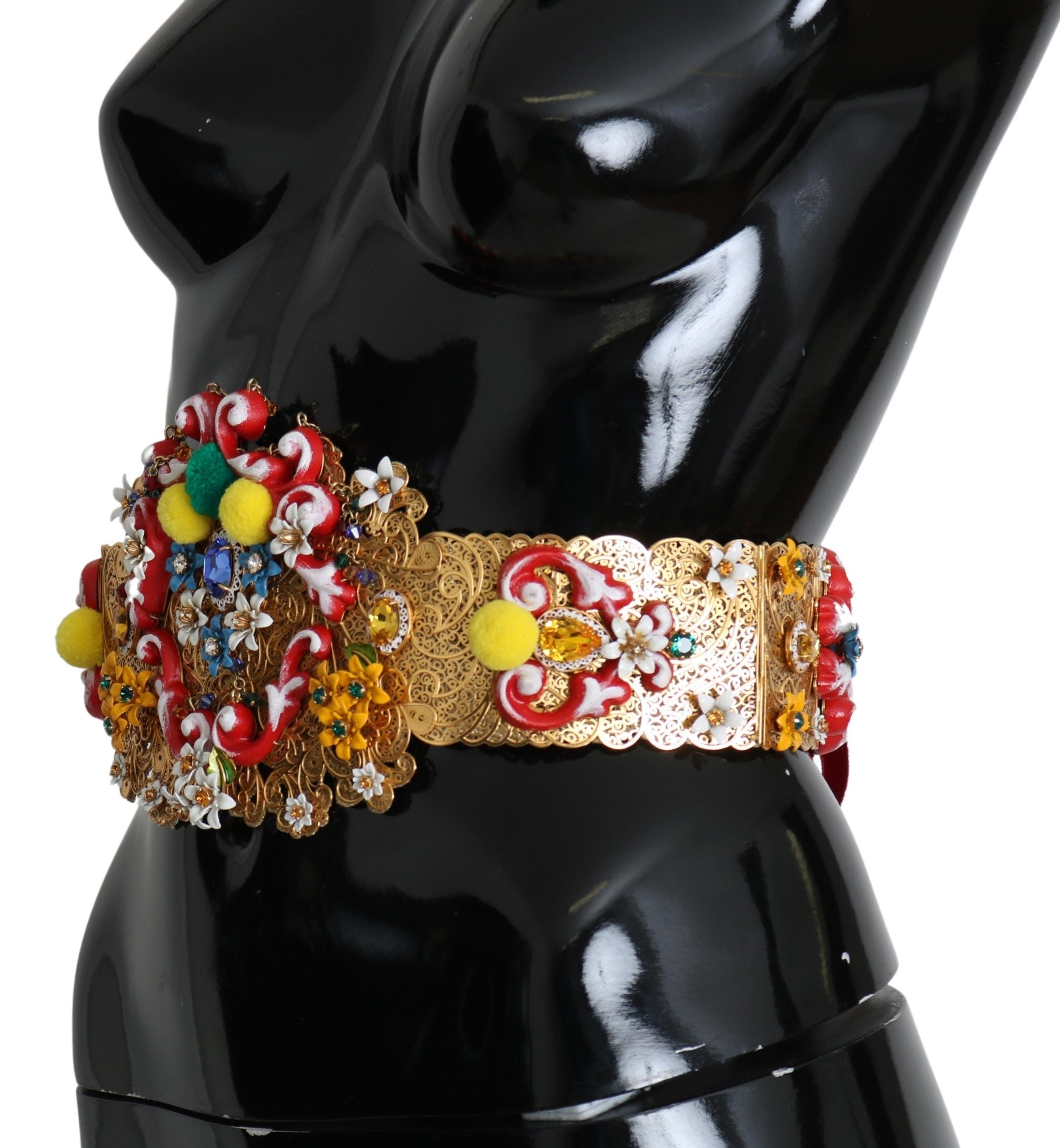 Dolce & Gabbana Gold-Tone Floral Crystal Waist Belt