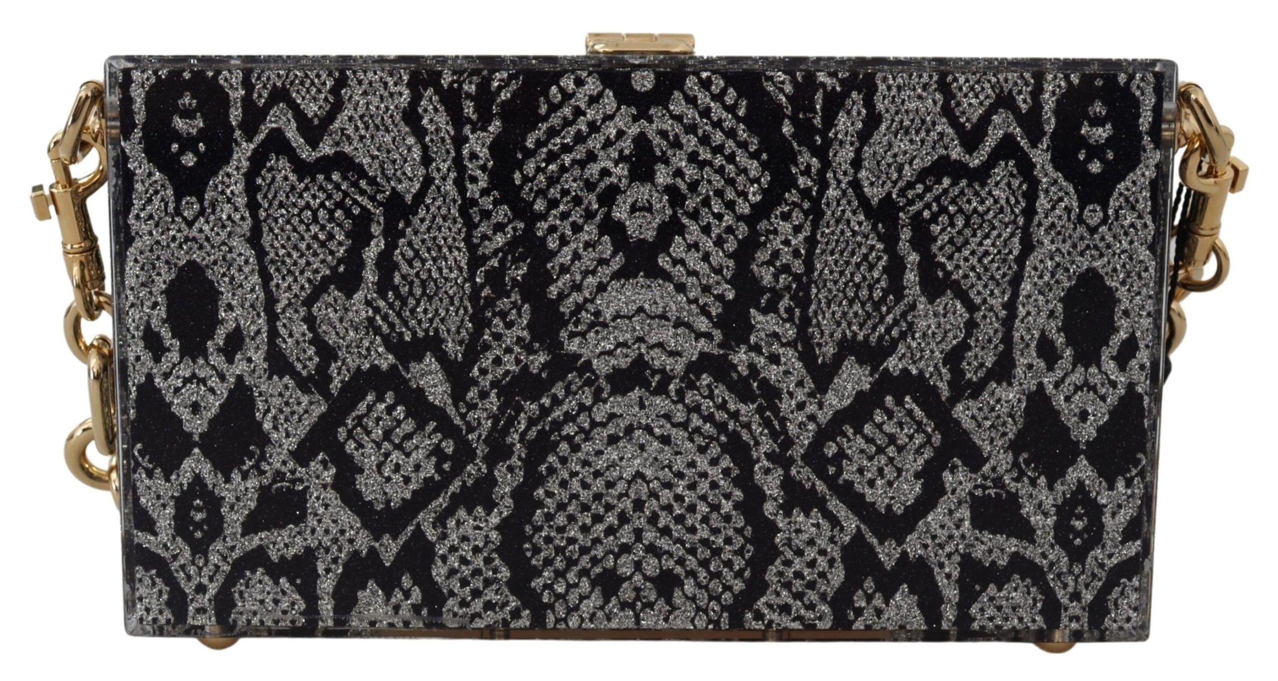 Dolce & Gabbana Gray Resin Dolce Box Clutch with Gold Details