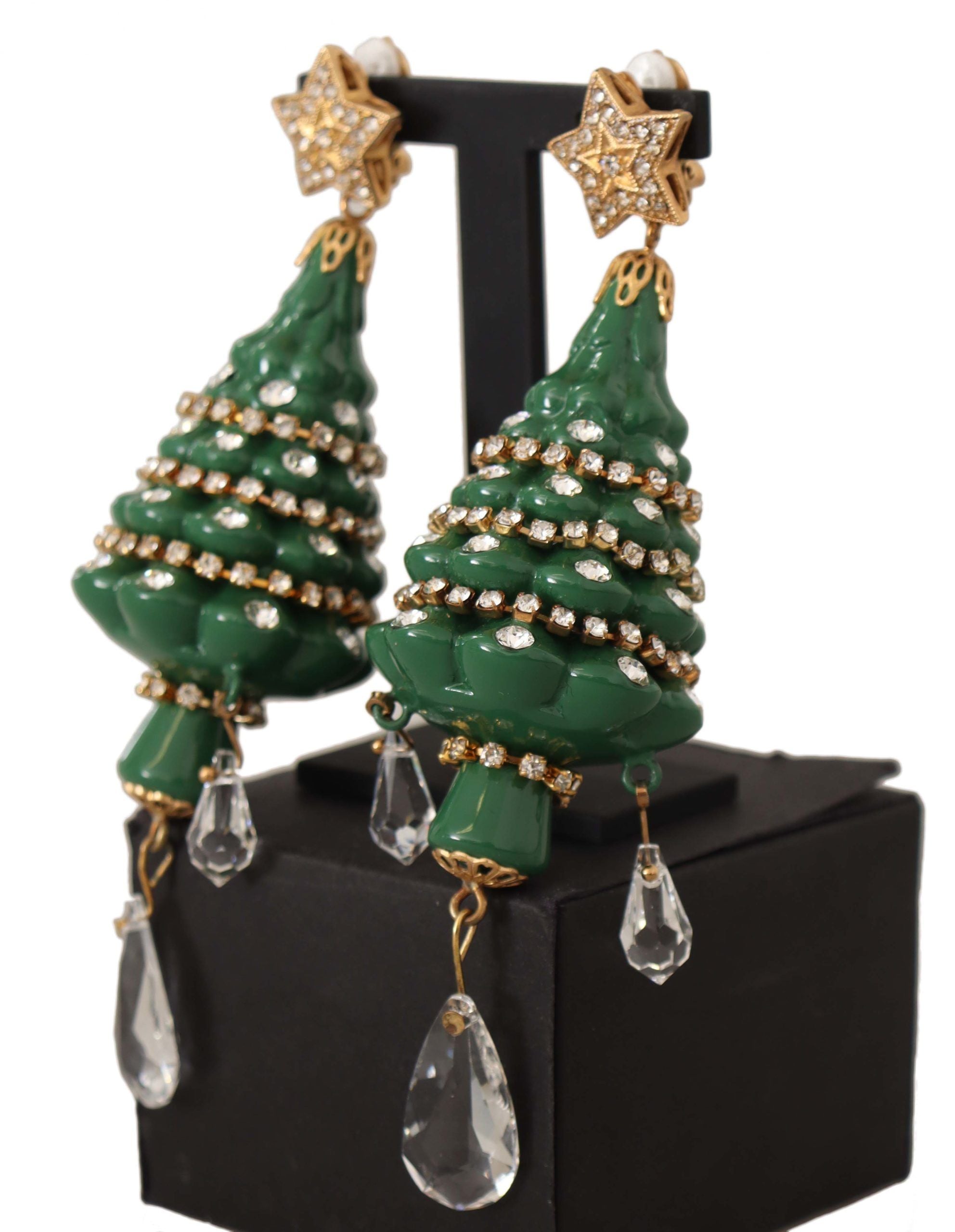 Dolce & Gabbana Enchanting Crystal Christmas Tree Clip-On Earrings