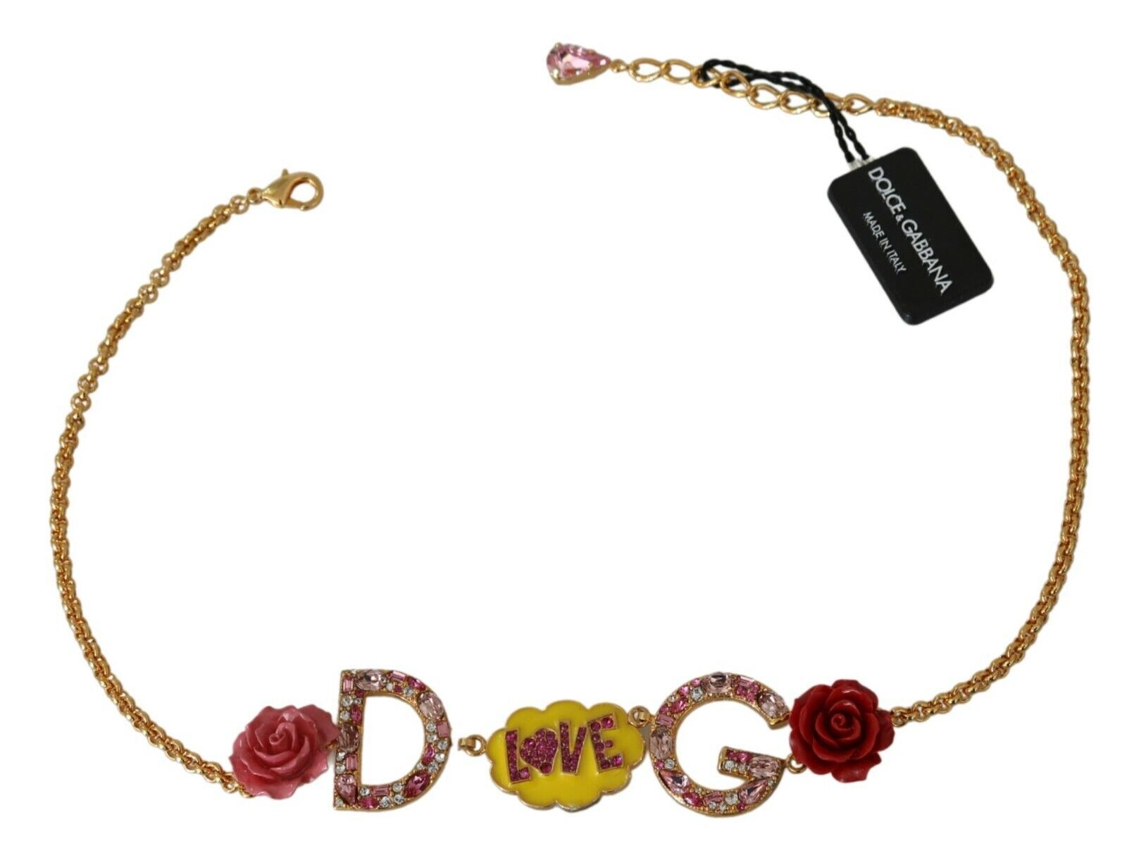 Dolce & Gabbana Gold Crystal Charm Statement Necklace