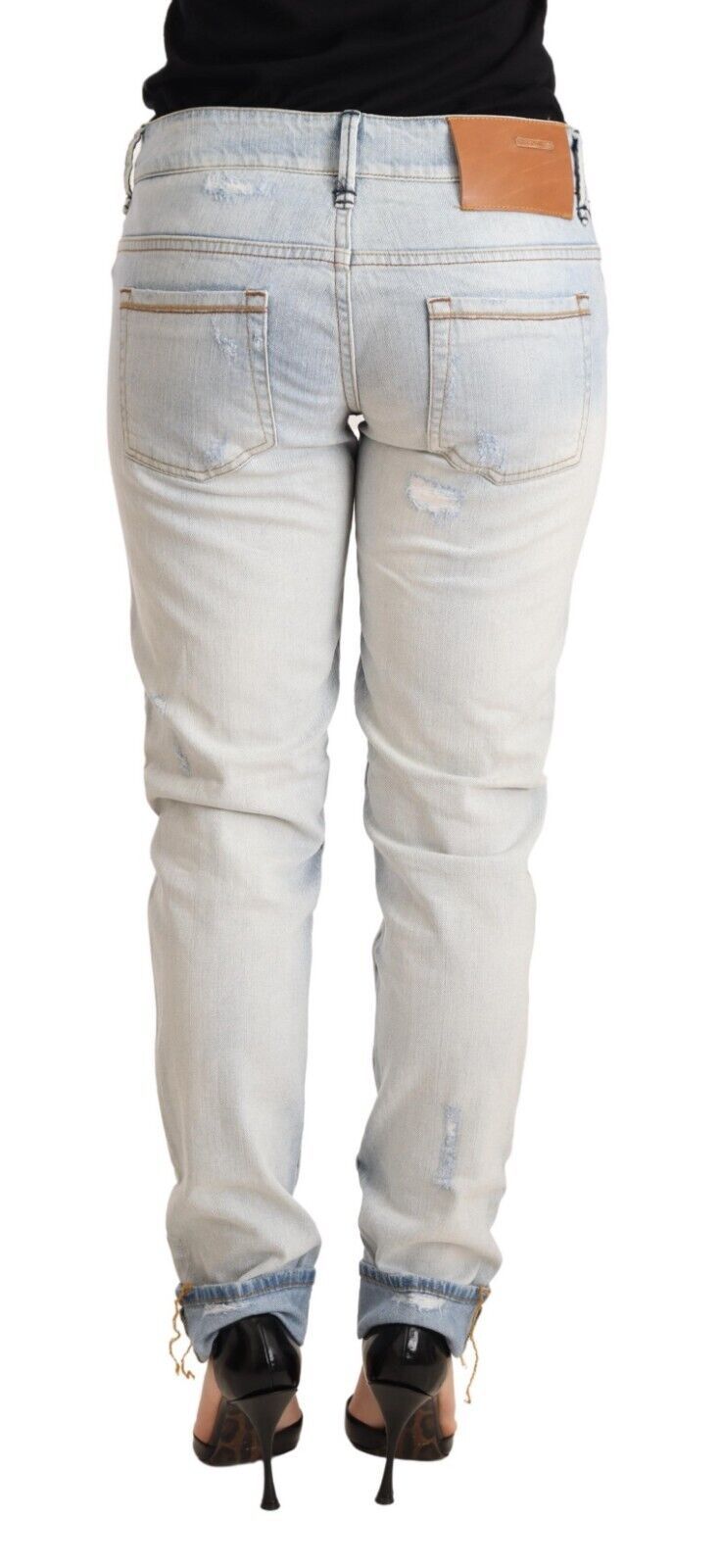 Acht Chic Light-blue Folded Hem Denim Jeans