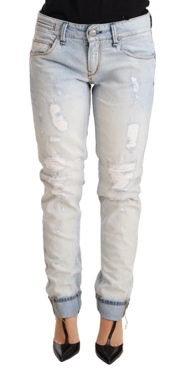 Acht Chic Light-blue Folded Hem Denim Jeans