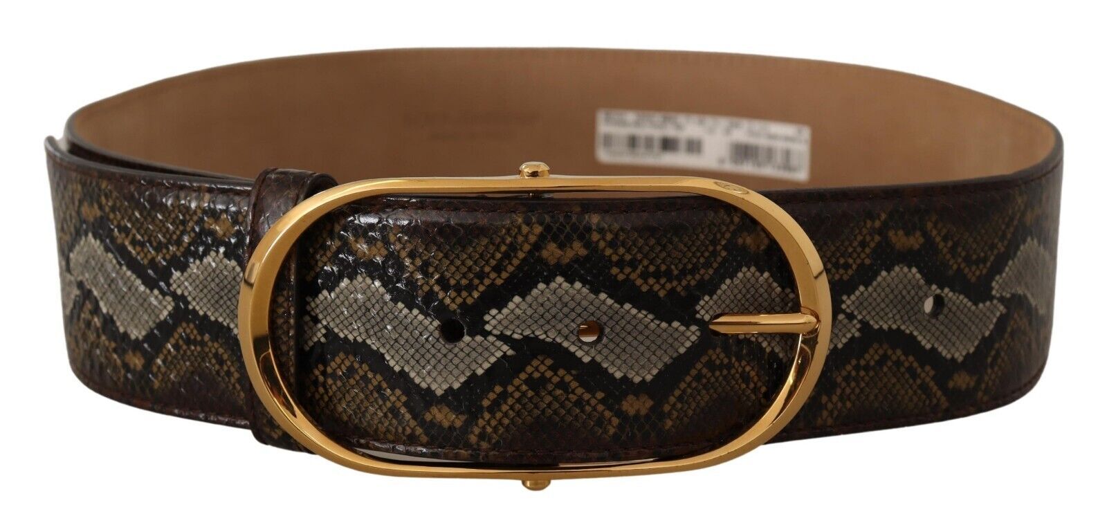 Dolce & Gabbana Elegant Gold Oval Buckle Leather Belt