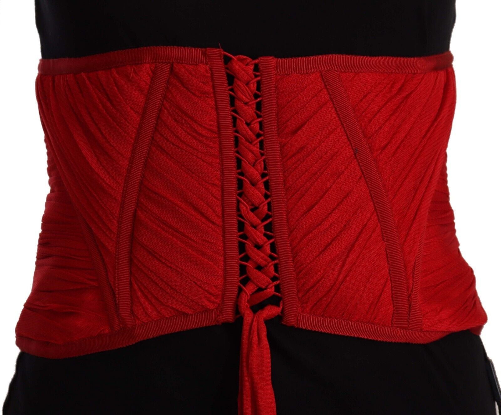 Dolce & Gabbana Elegant Red Silk Corset Belt Top