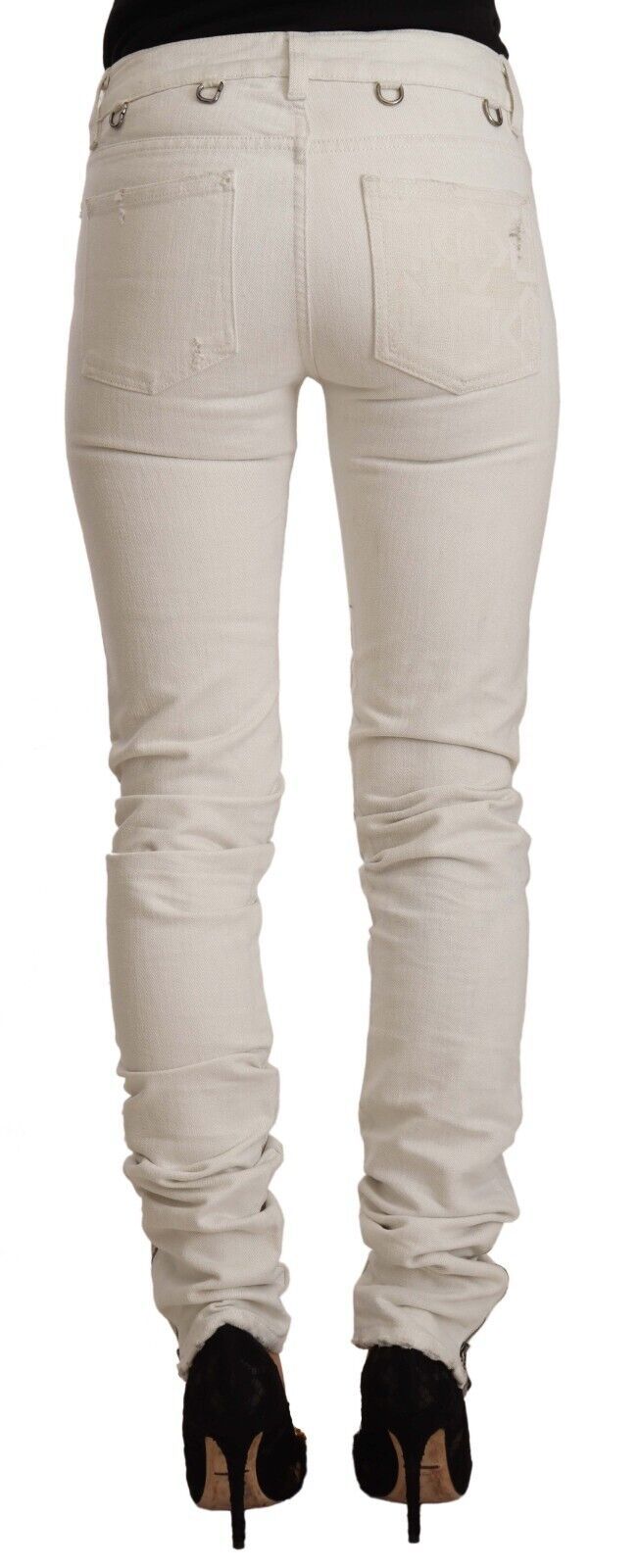 Karl Lagerfeld Chic White Mid-Waist Slim Fit Jeans