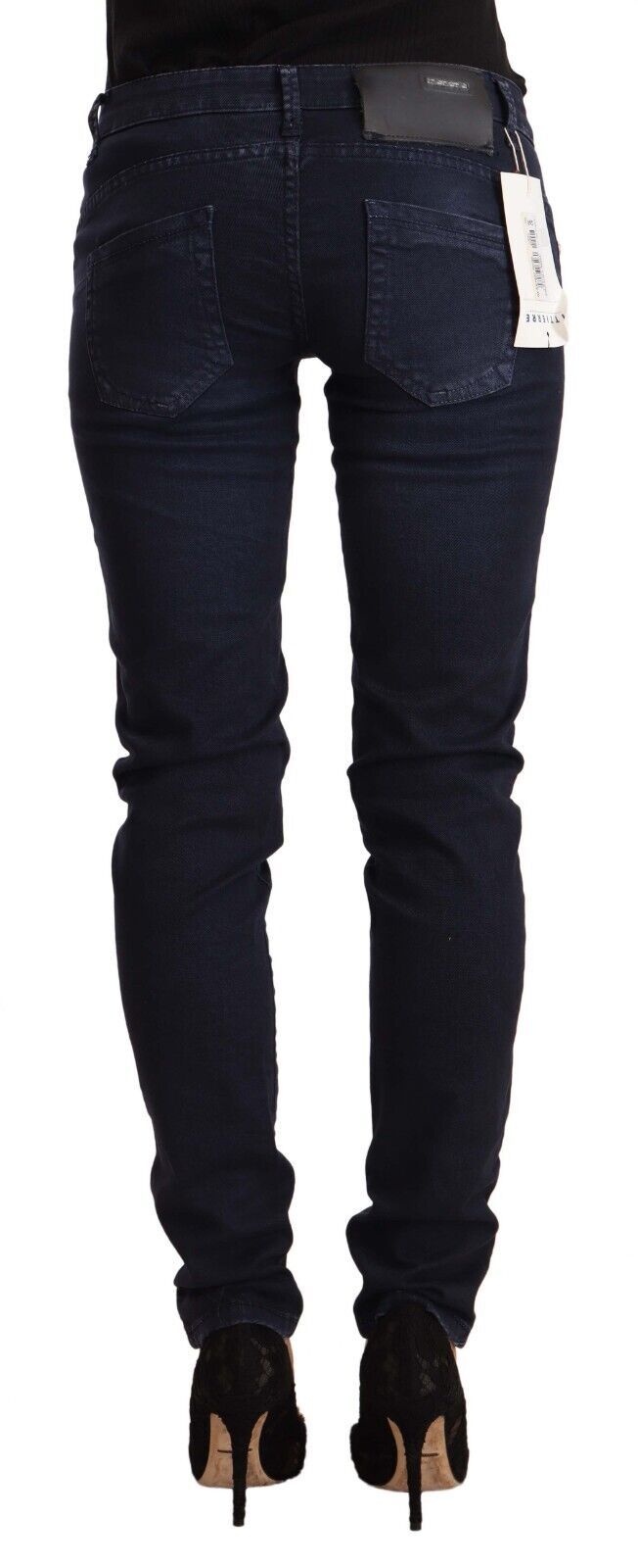 Acht Chic Low Waist Skinny Denim In Blue