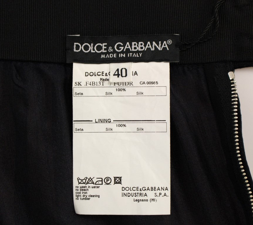 Dolce & Gabbana Elegant Silk Black Skirt for Evenings