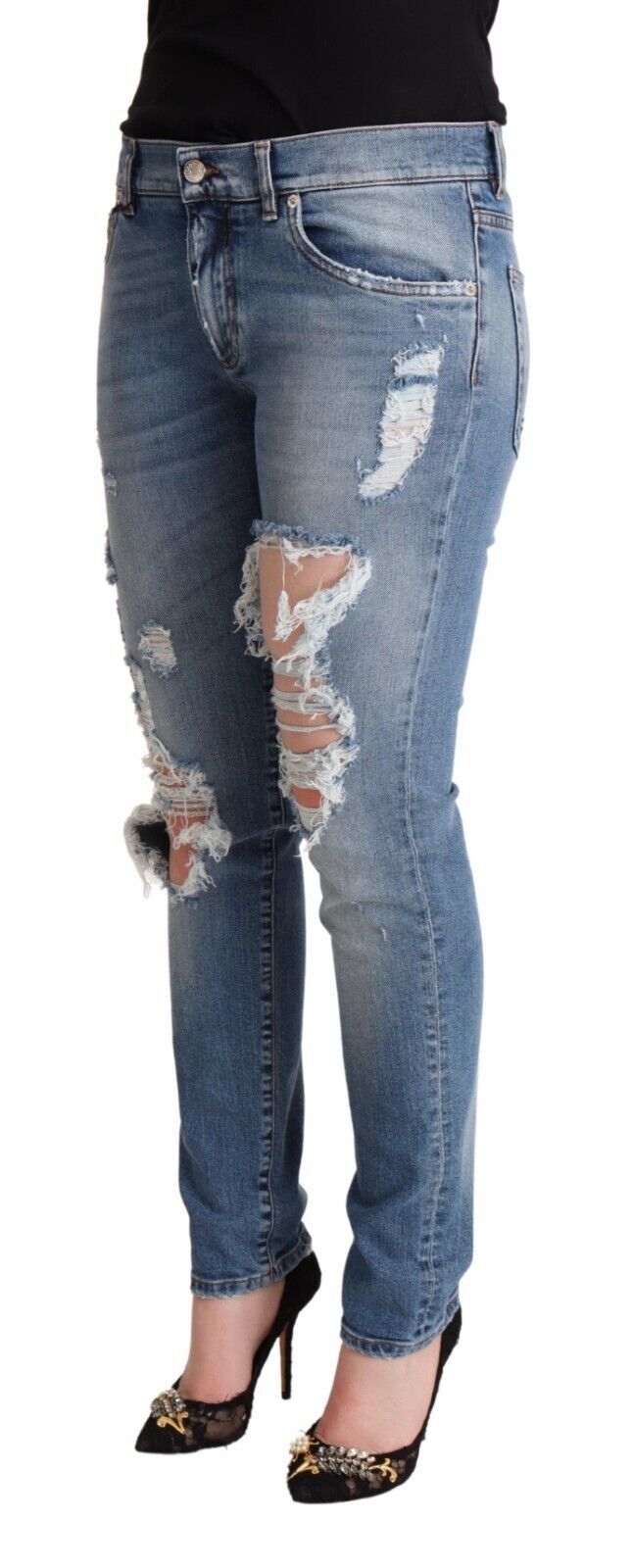 Dolce & Gabbana Chic Distressed Denim Skinny Jeans