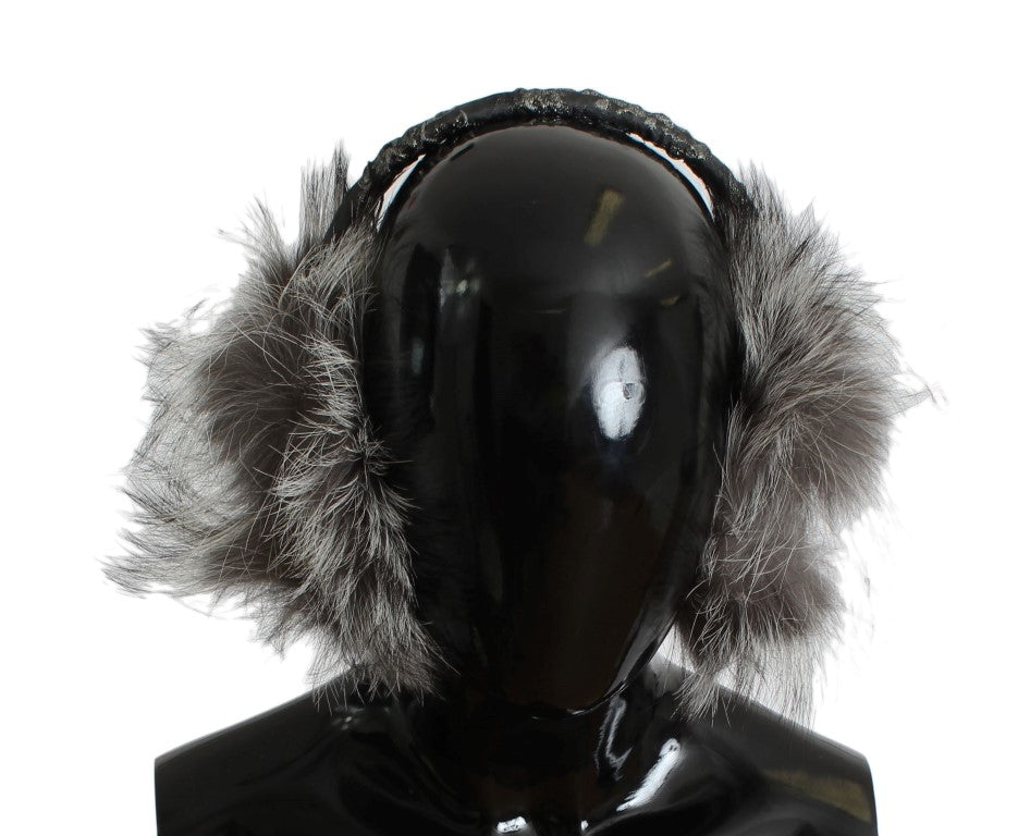 Dolce & Gabbana Elegant Fur and Crystal Ear Muffs