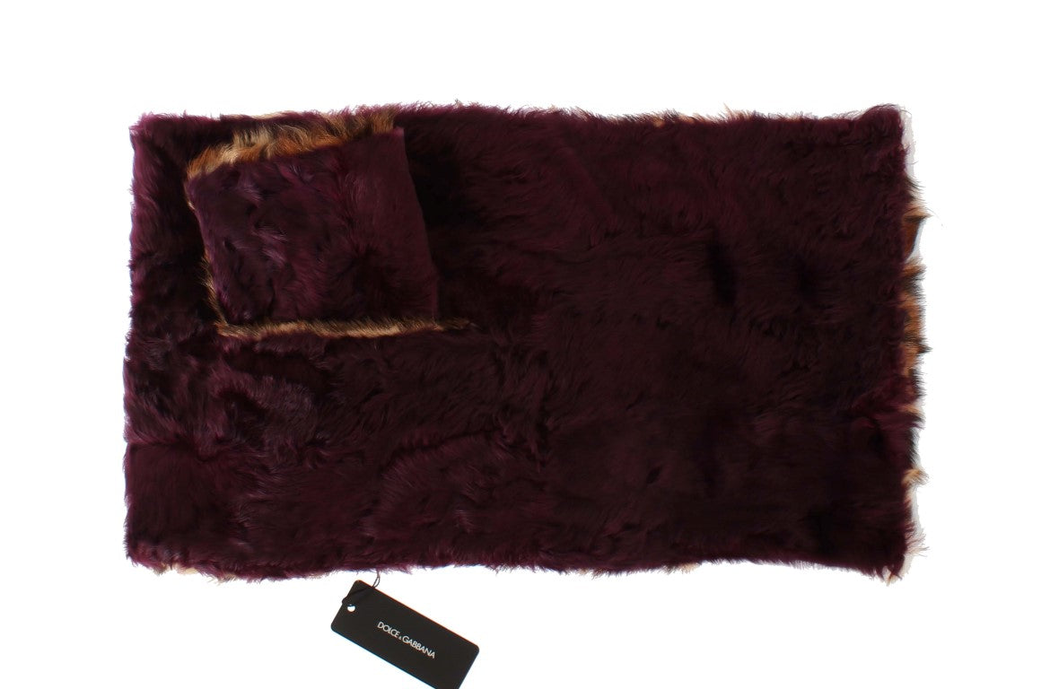 Dolce & Gabbana Exquisite Leopard Print Lambskin Fur Scarf