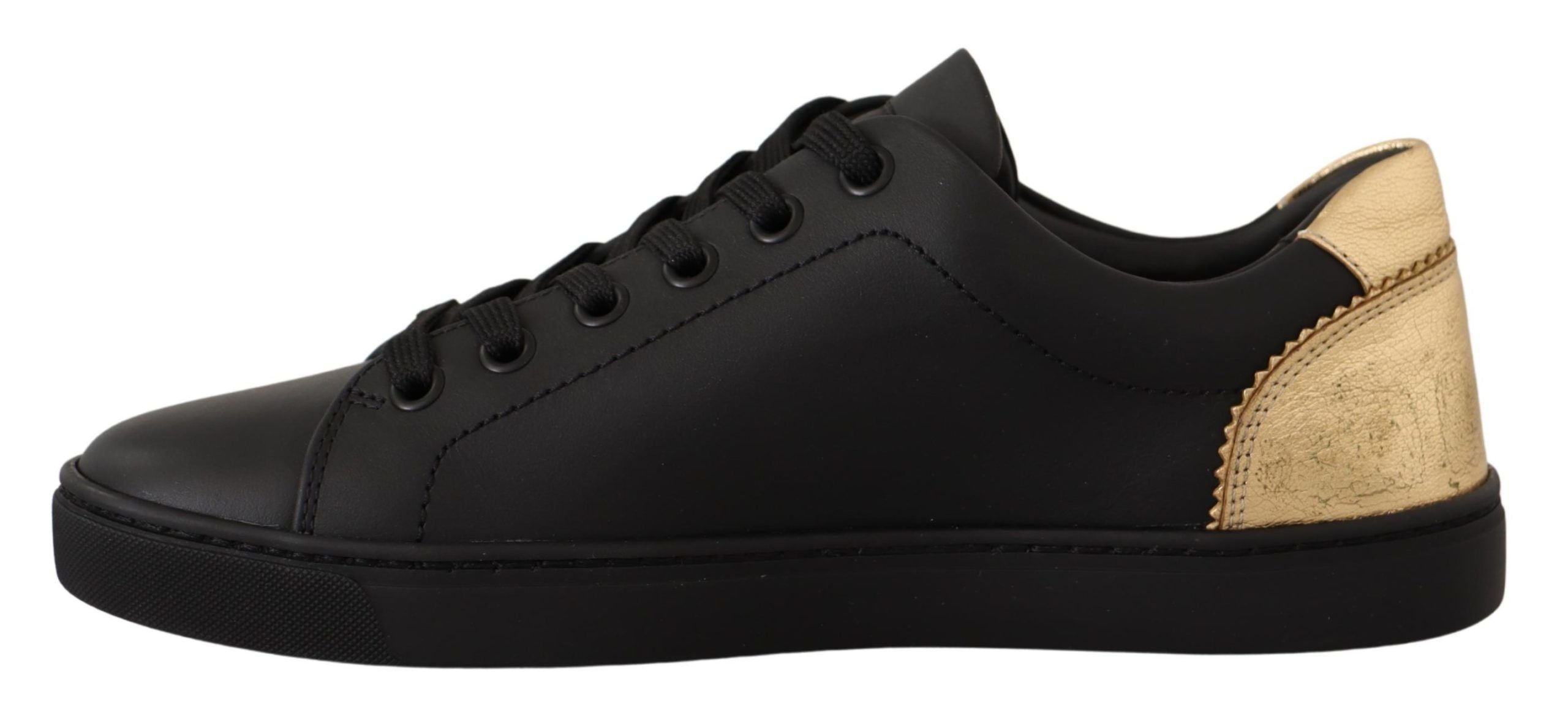 Dolce & Gabbana Chic Black and Gold Low-top Leather Sneakers