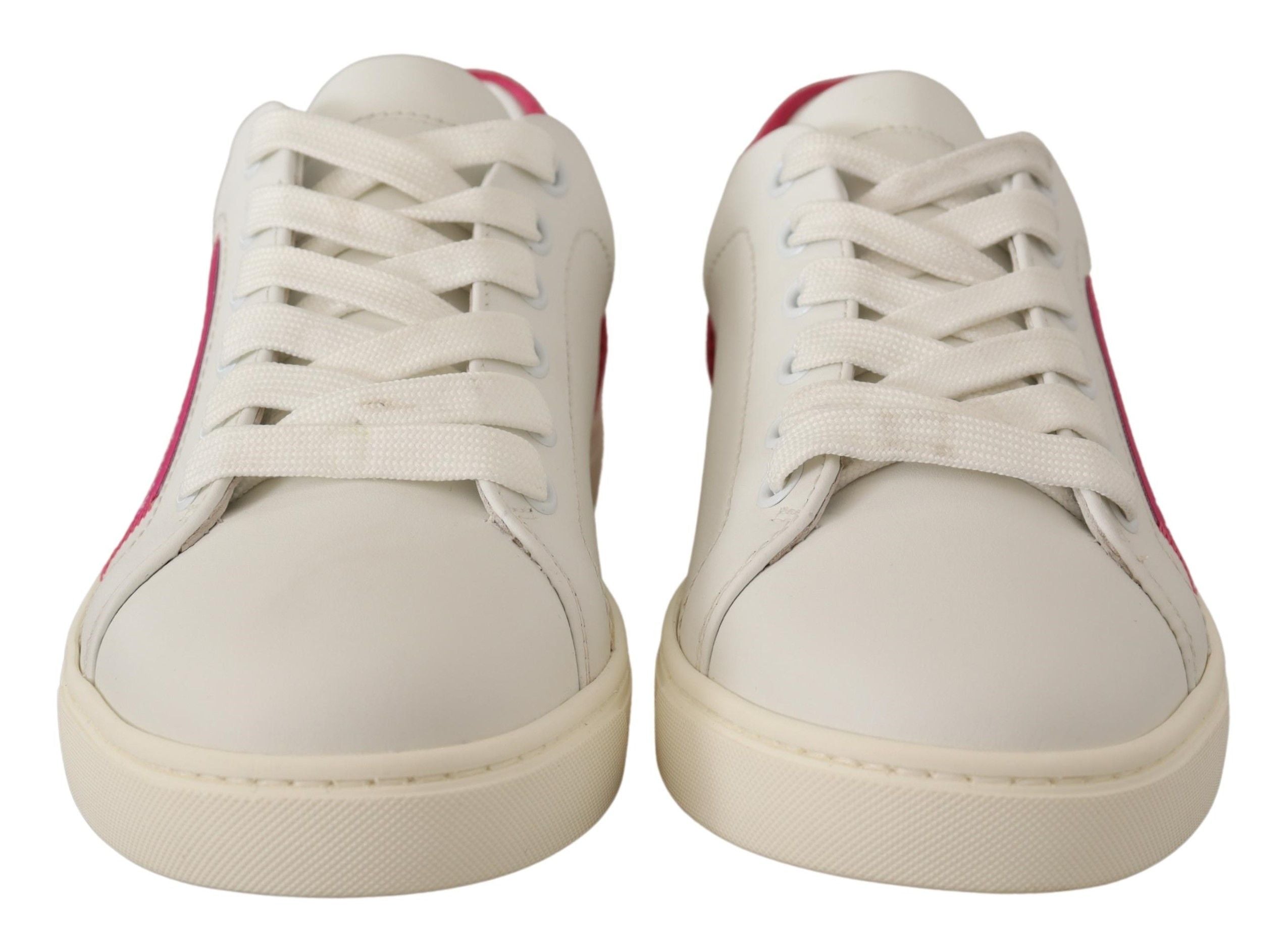 Dolce & Gabbana Elegant White Leather Low-Top Sneakers