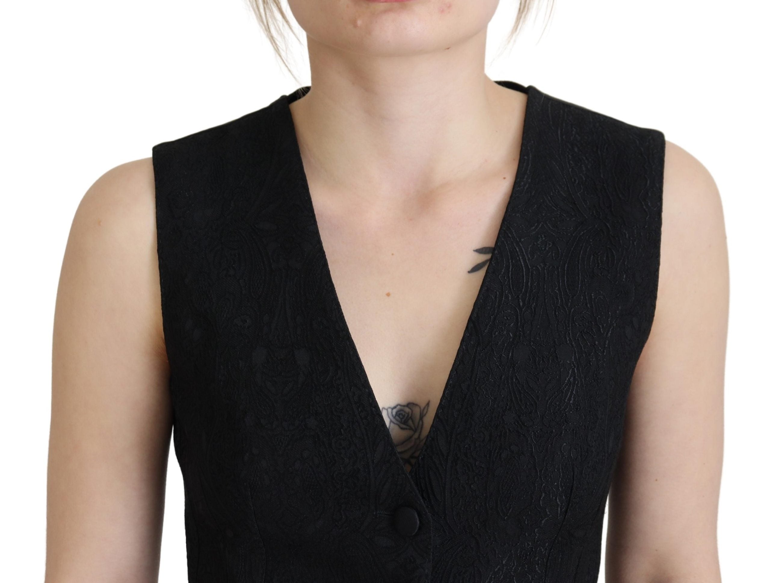 Dolce & Gabbana Elegant Black Silk Blend Waistcoat Vest