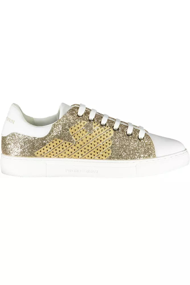 Emporio Armani Gleaming Gold Lace-Up Sport Sneakers