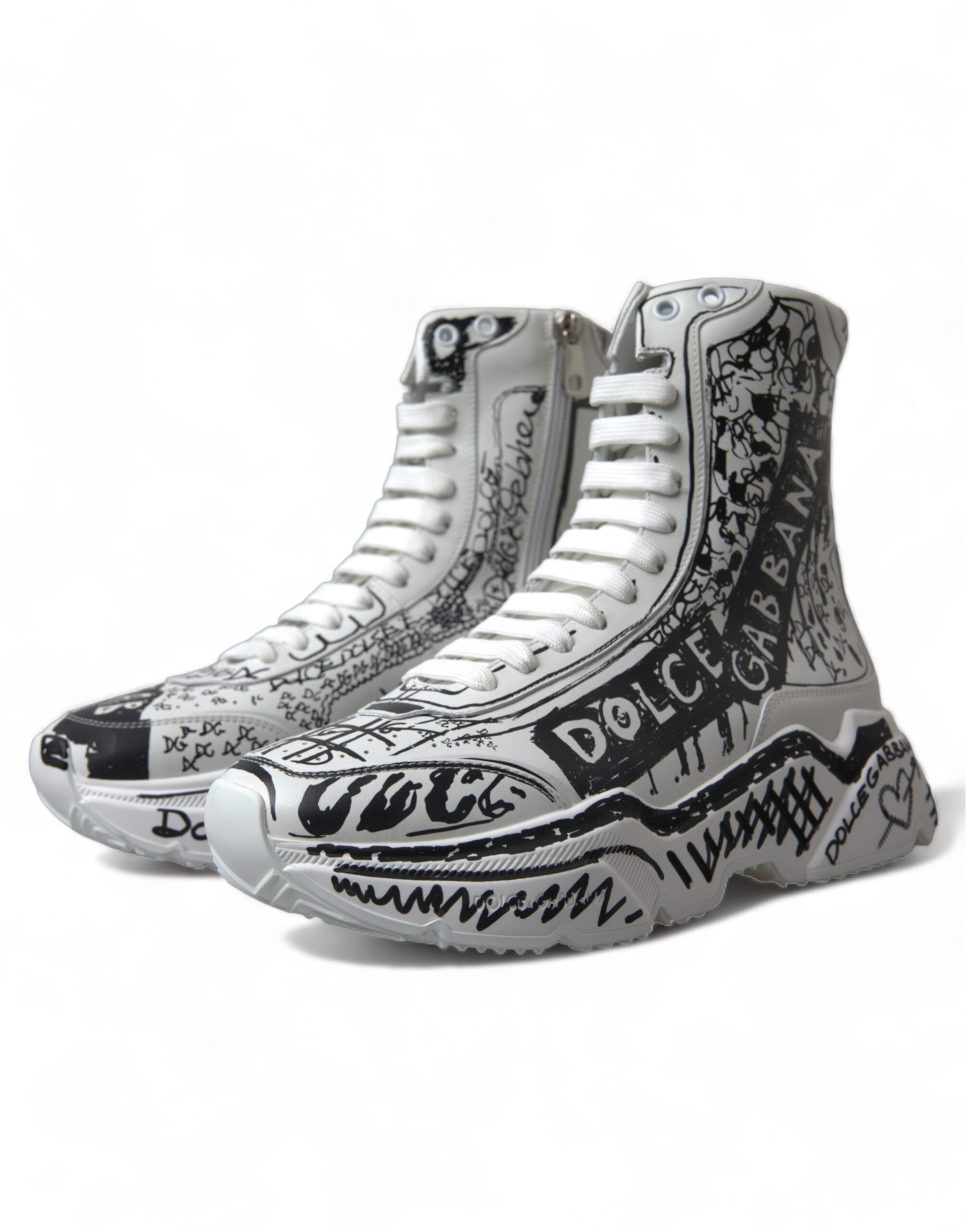 Dolce & Gabbana Daymaster Graffiti Print Mid Top Sneakers