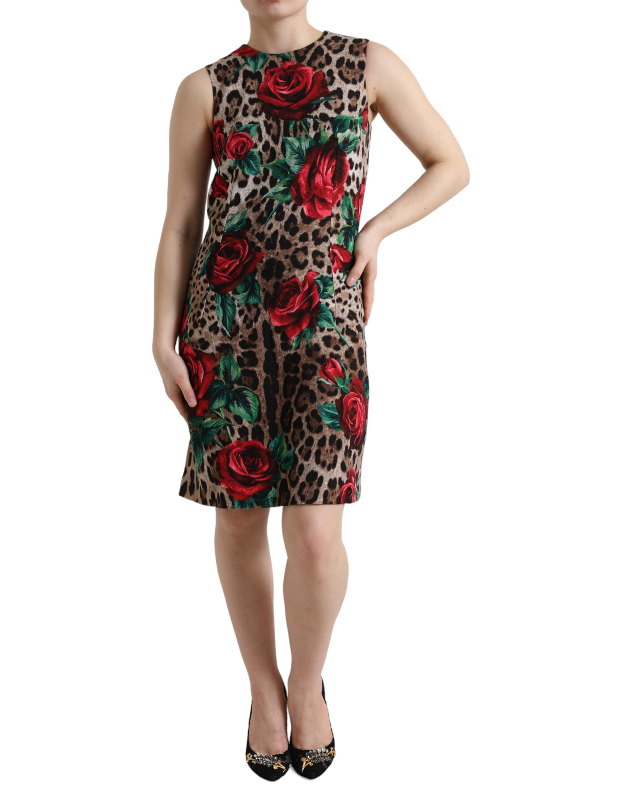 Dolce & Gabbana Elegant Leopard Floral A-Line Dress