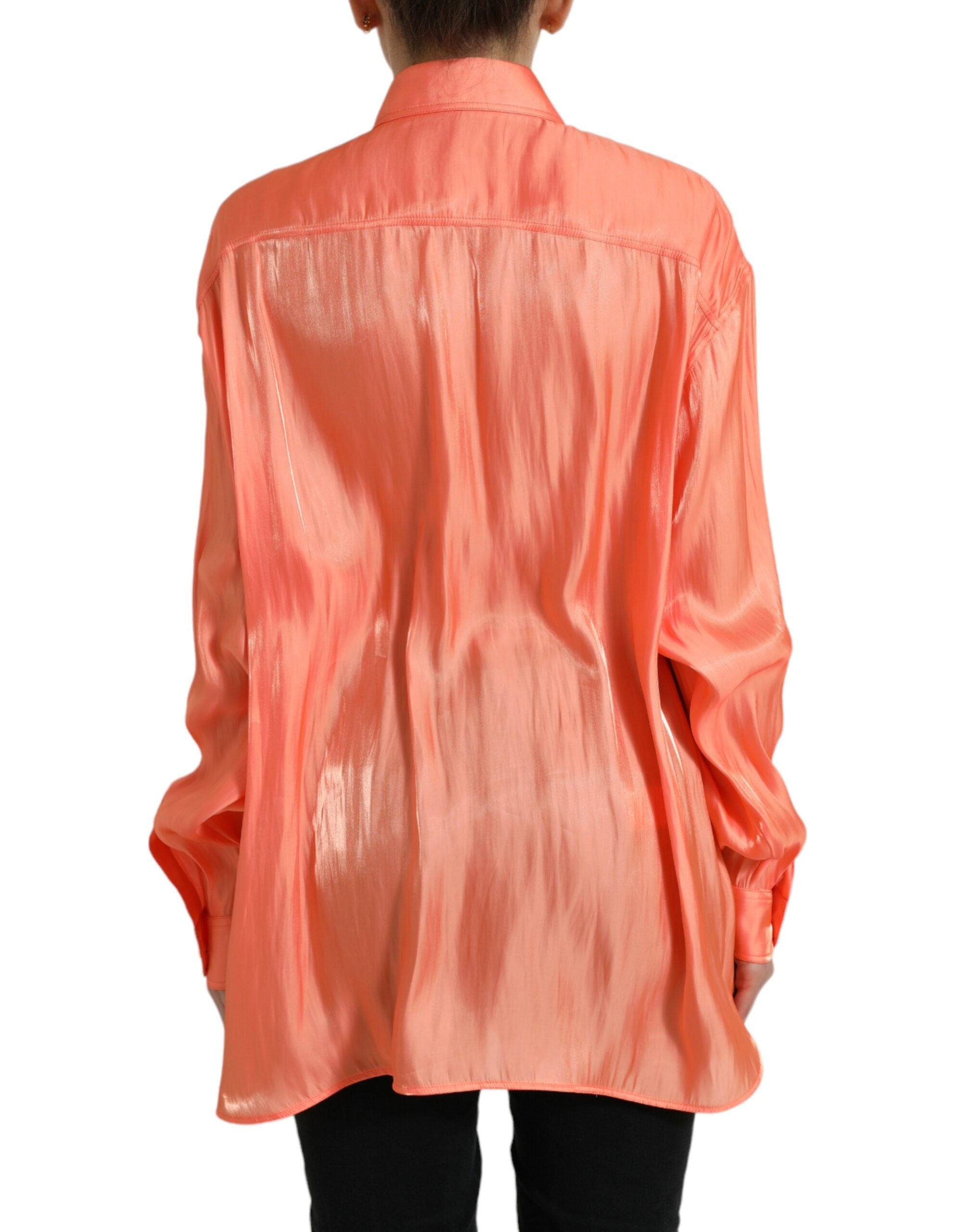 Dolce & Gabbana Elegant Coral Long Sleeve Polo Top