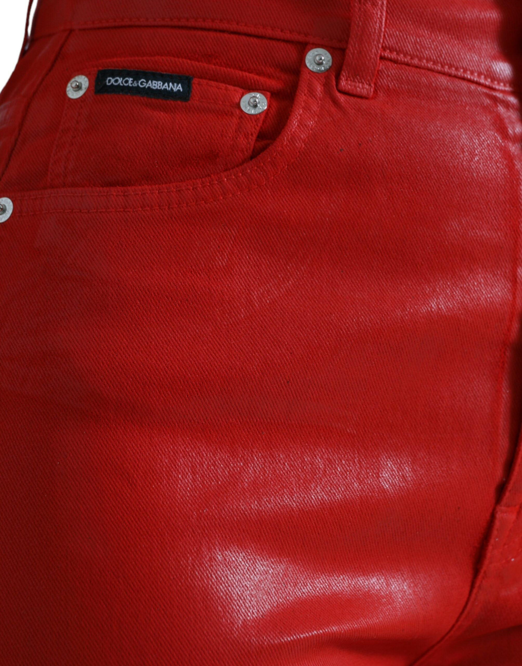 Dolce & Gabbana Elegant High-Waist Stretch Denim in Red