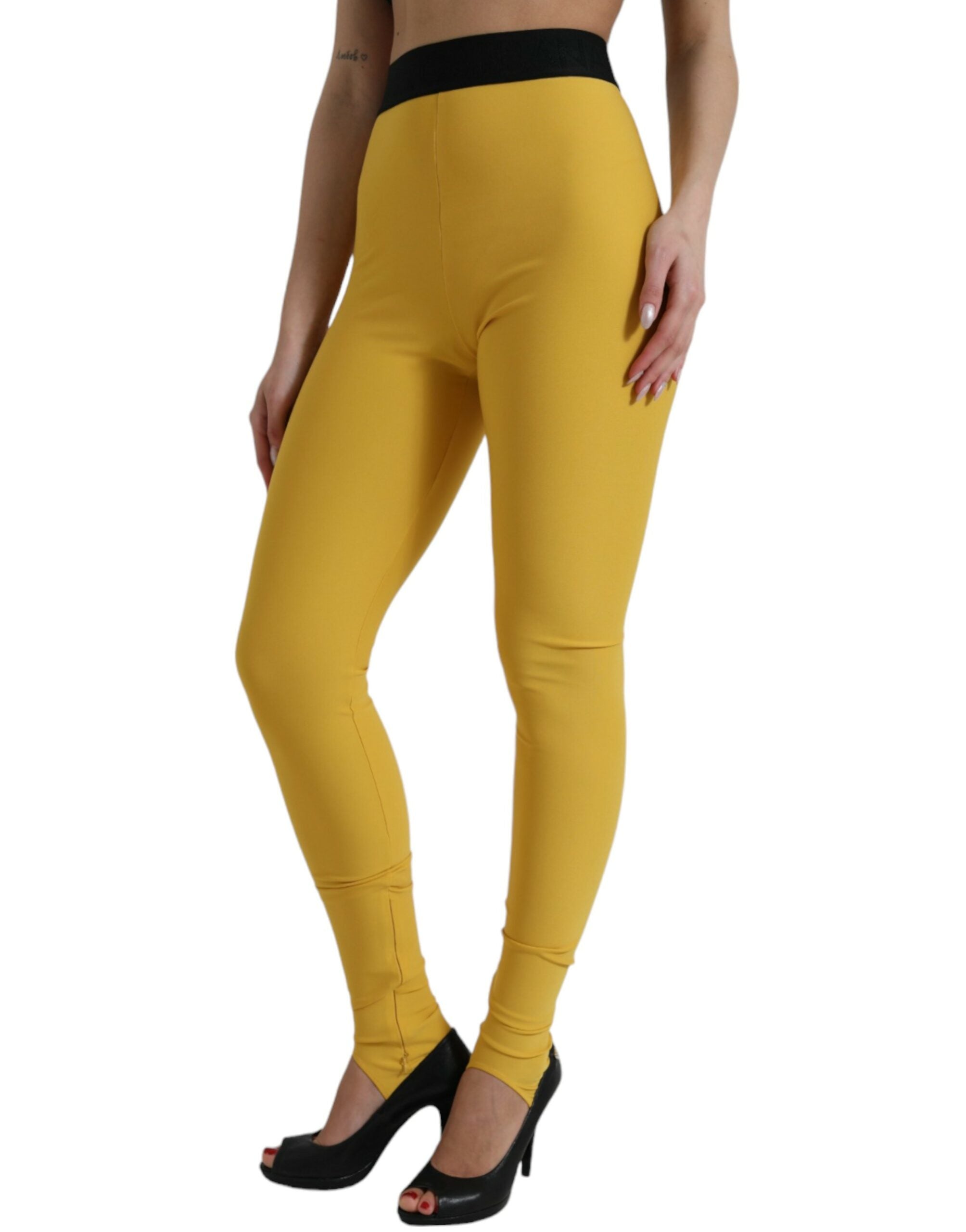 Dolce & Gabbana Elegant High Waist Yellow Leggings