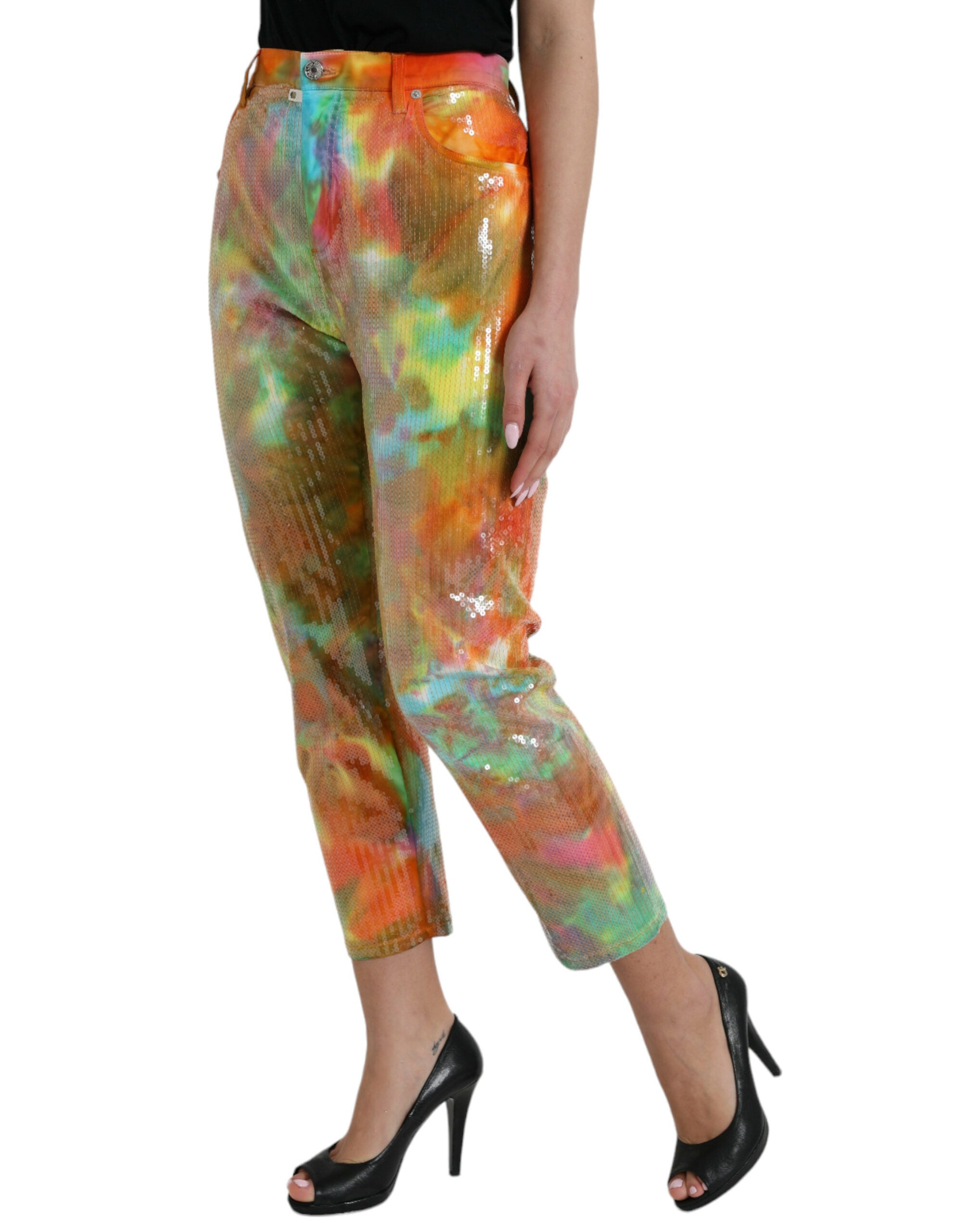 Dolce & Gabbana Multicolor High Waist Cropped Pants