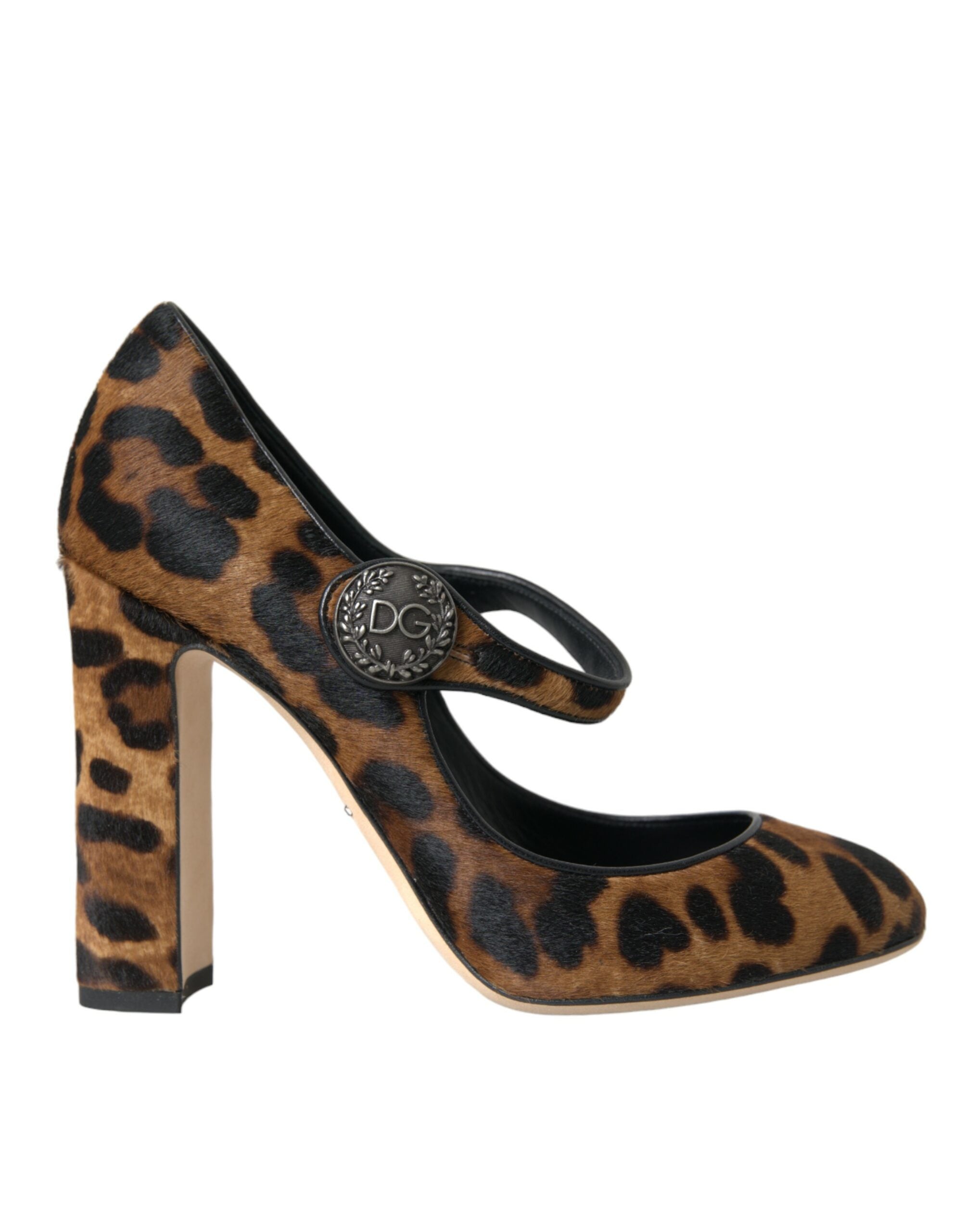 Dolce & Gabbana Brown Leopard Calf Hair Mary Jane Pumps Shoes