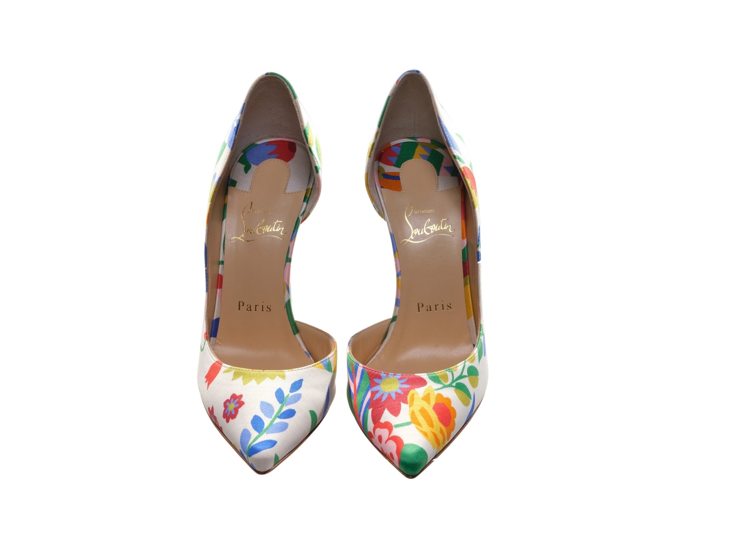 Christian Louboutin Iriza 100 Floral Crepe Satin High Heel Pumps