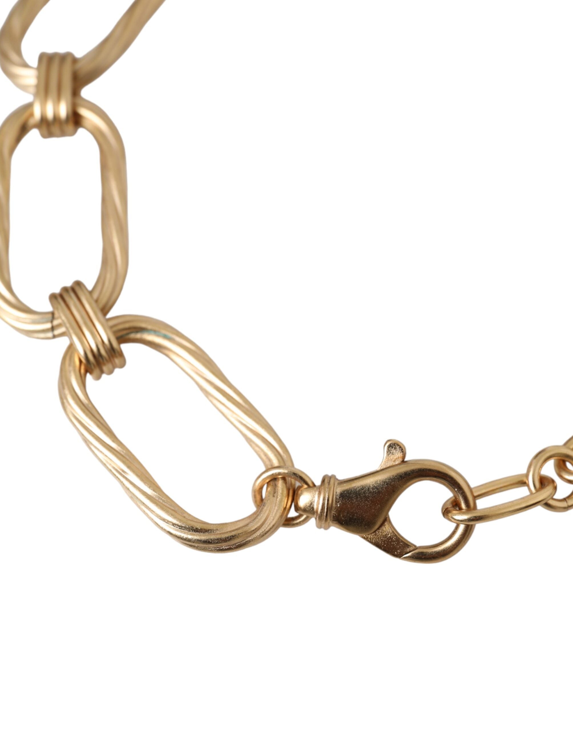 Dolce & Gabbana Gold Tone Brass Large Link Chain Jewelry Necklace