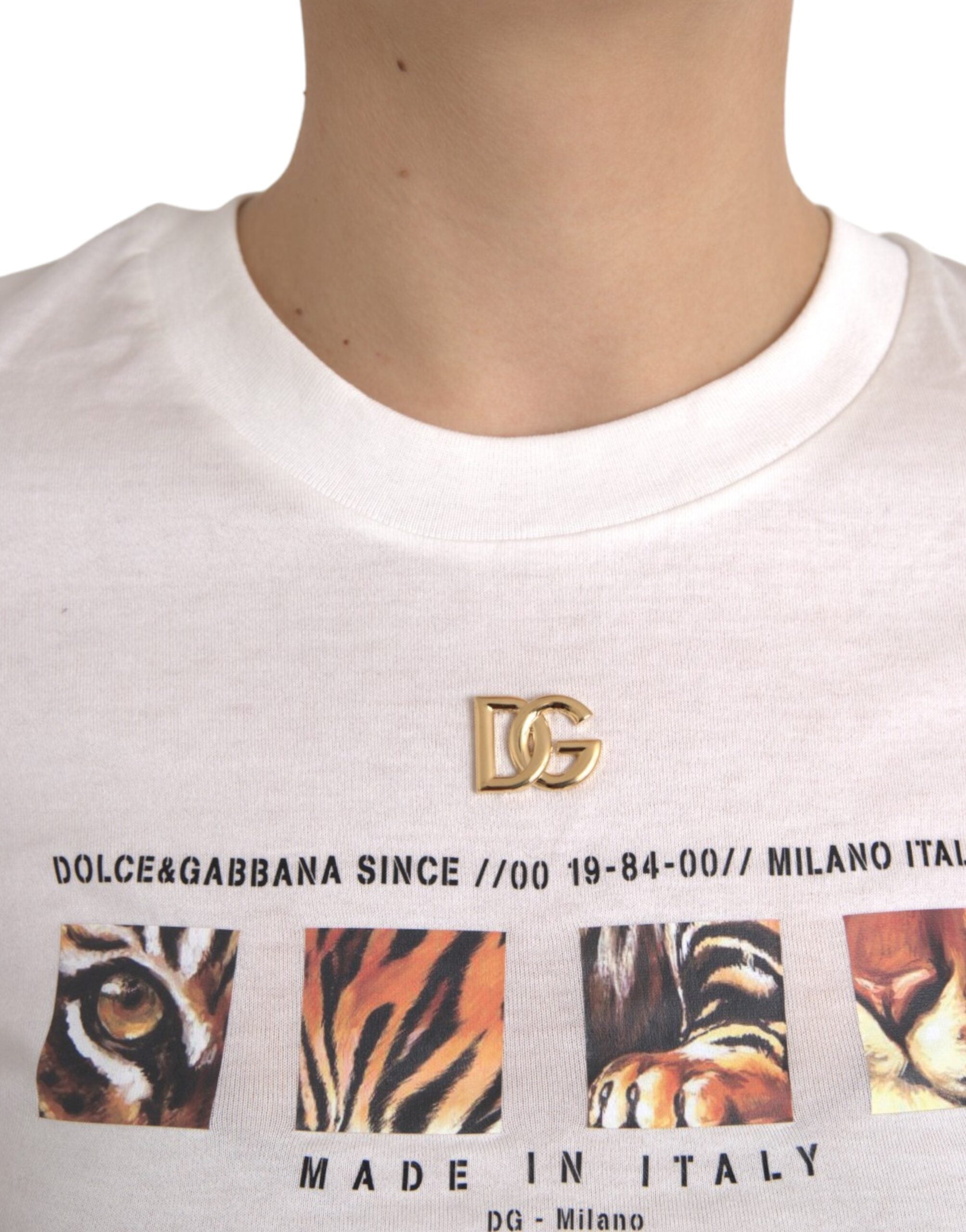 Dolce & Gabbana White Cotton Short Sleeves Crew Neck T-shirt