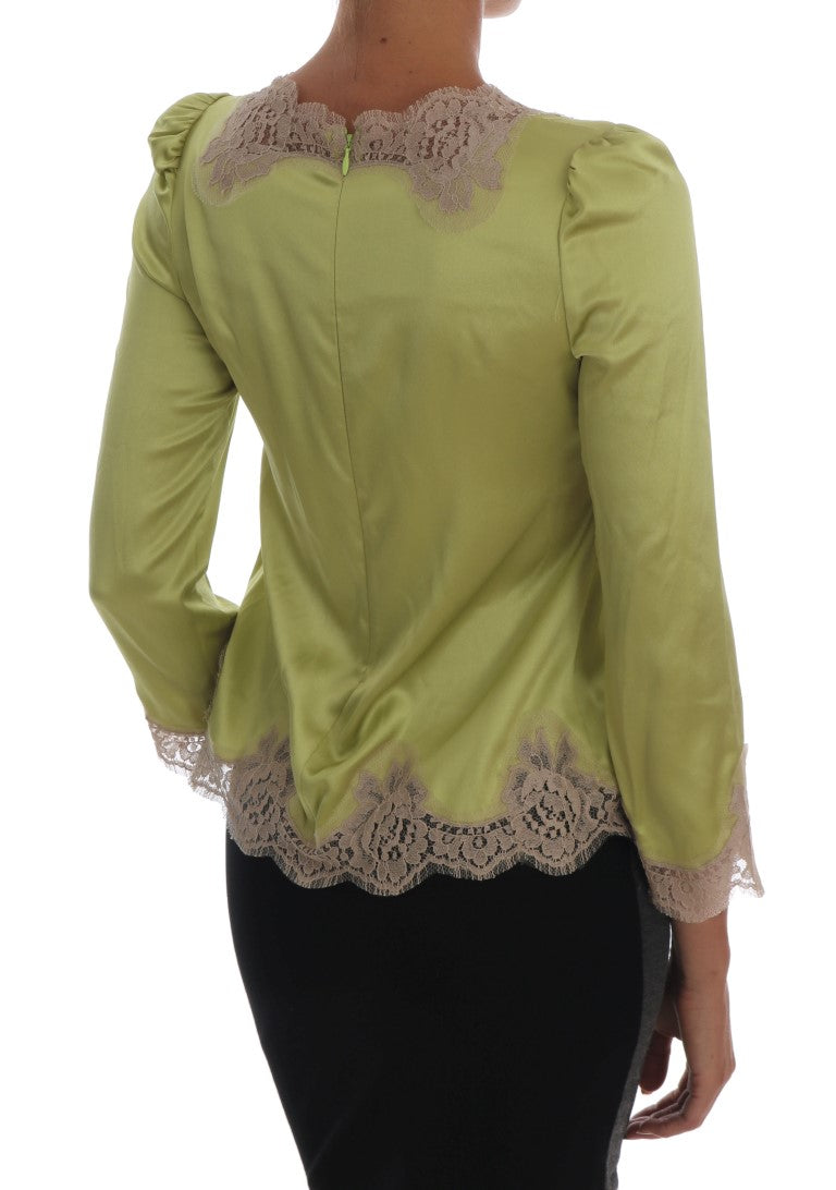 Dolce & Gabbana Elegant Floral Lace Silk Blouse