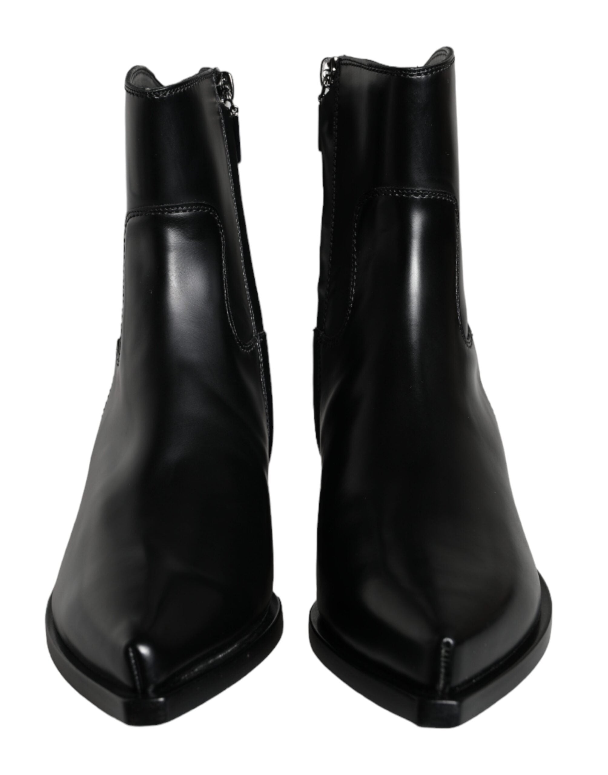 Dolce & Gabbana Black Leather Ankle Boots Booties Shoes