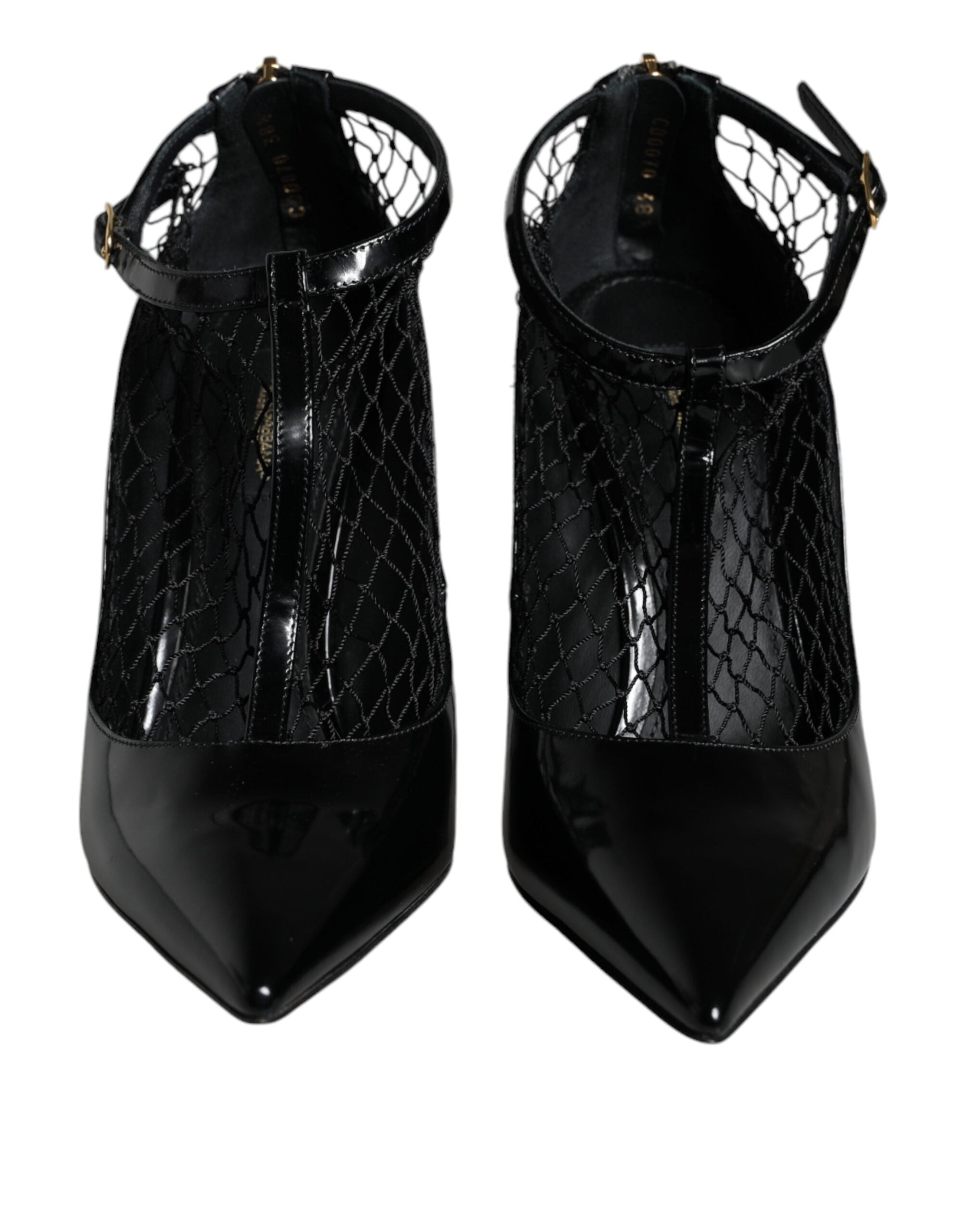 Dolce & Gabbana Black Mesh Patent Leather Heels Pumps Shoes