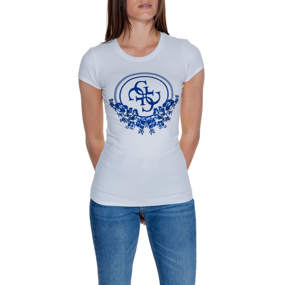 Guess White Cotton Tops & T-Shirt