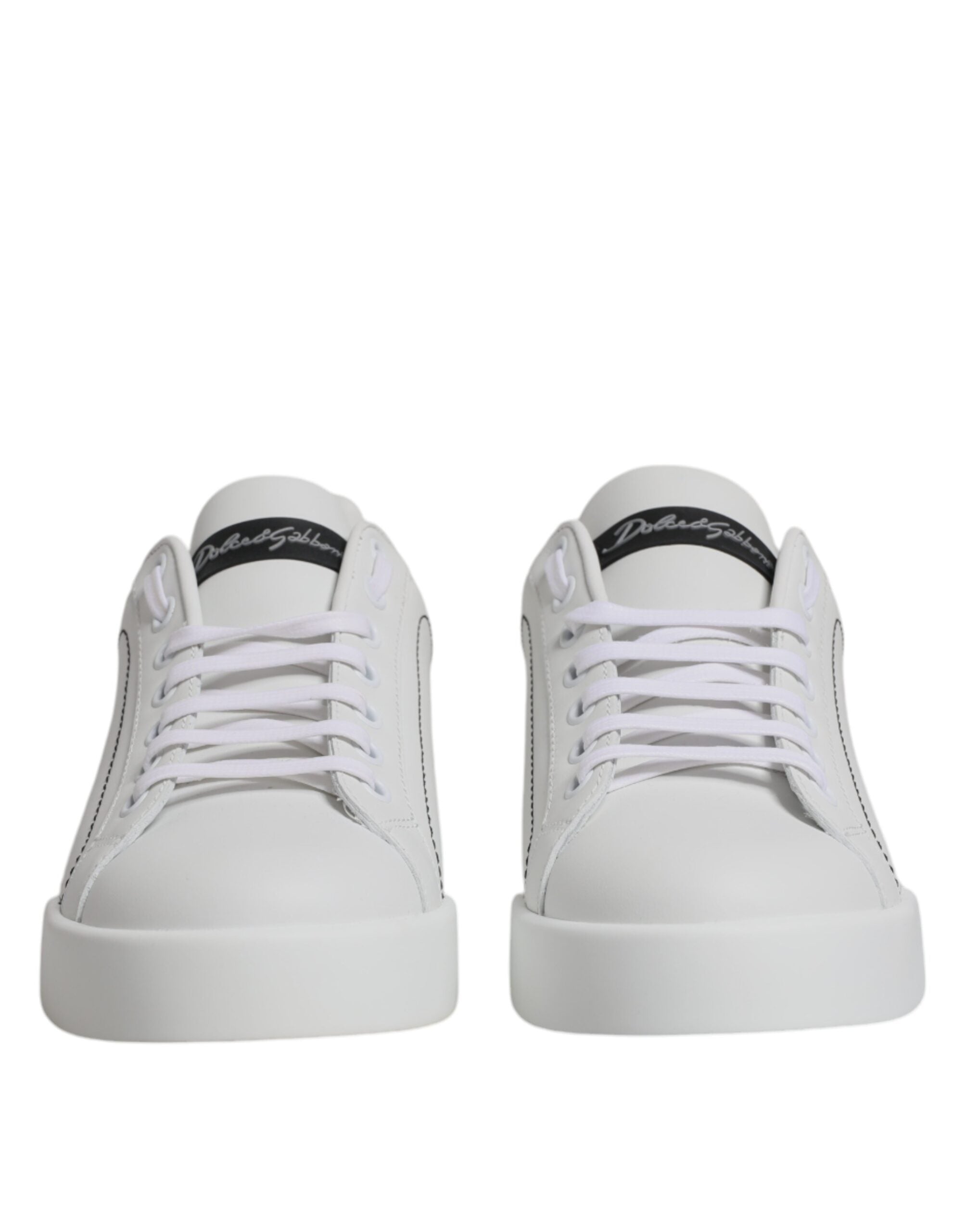 Dolce & Gabbana White Black Portofino Low Top Sneakers Shoes