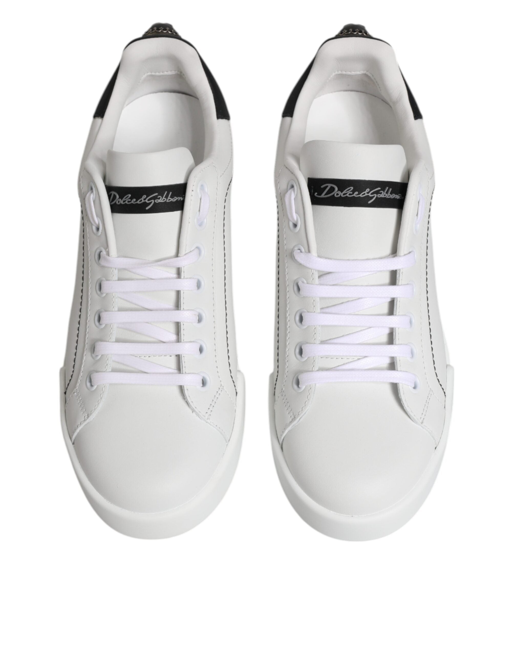 Dolce & Gabbana White Black Portofino Low Top Sneakers Shoes