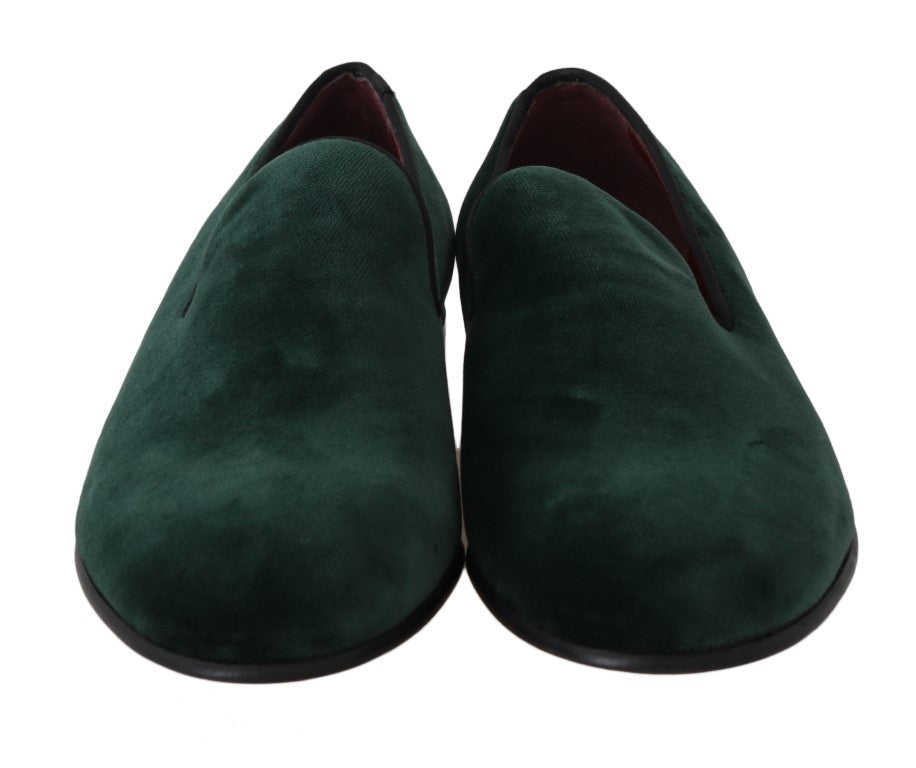 Dolce & Gabbana Elegant Green Suede Slip-On Loafers