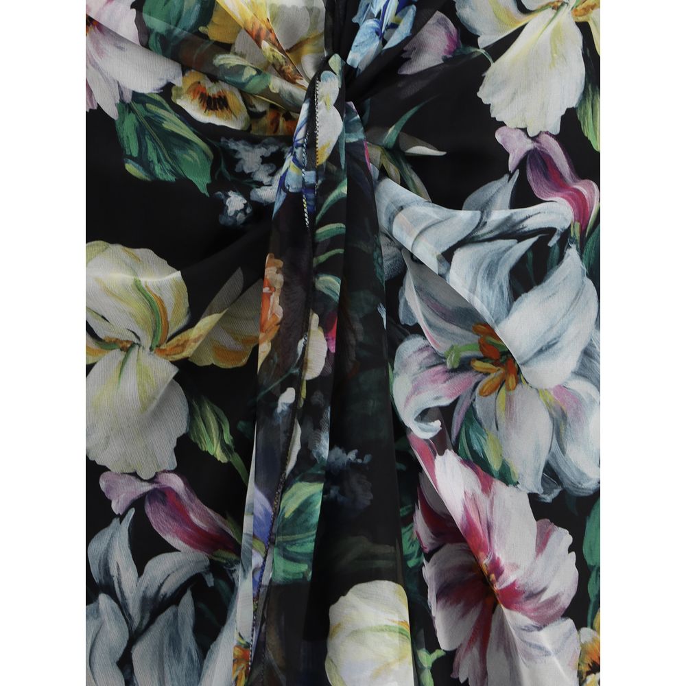 Dolce & Gabbana Long Flower Chiffon Dress