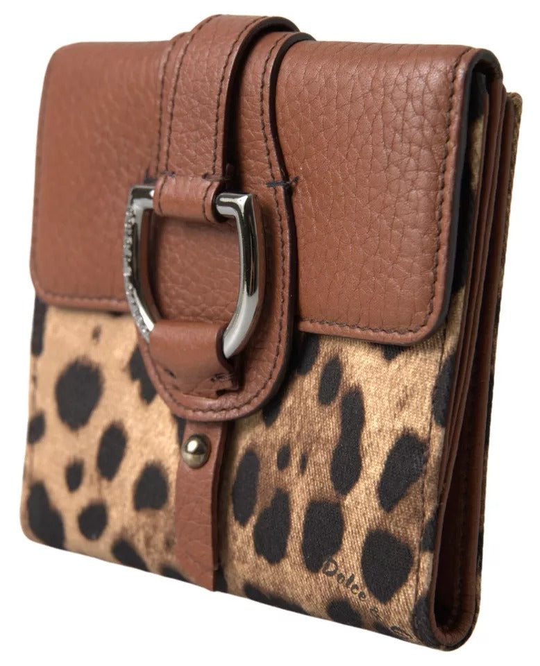 Dolce & Gabbana Brown Leopard French Flap Leather Bifold Cardholder Wallet