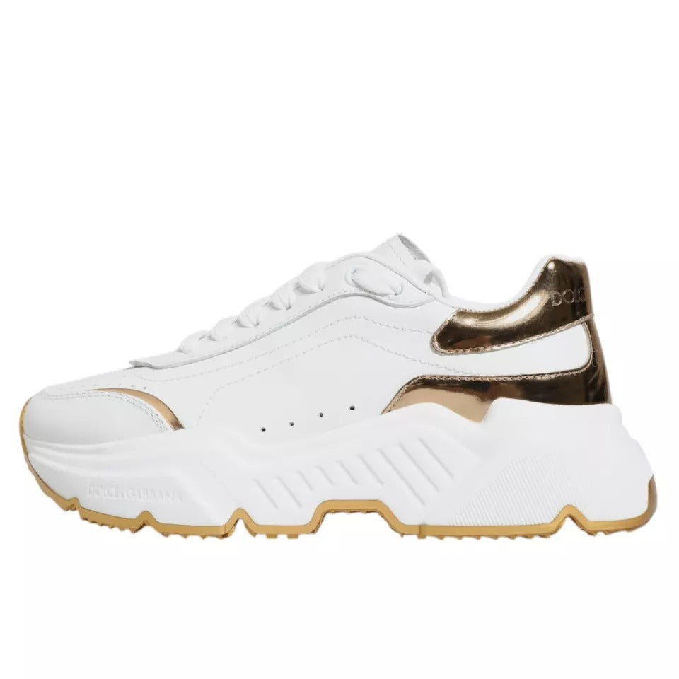 Dolce & Gabbana White Gold Daymaster Low Top Sneakers Shoes