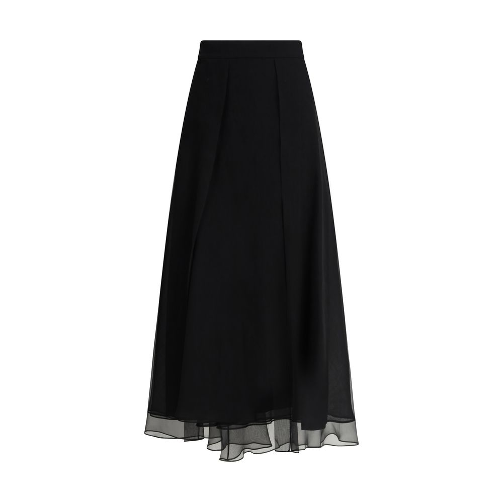 Brunello Cucinelli Silk Crêpe Midi Skirt