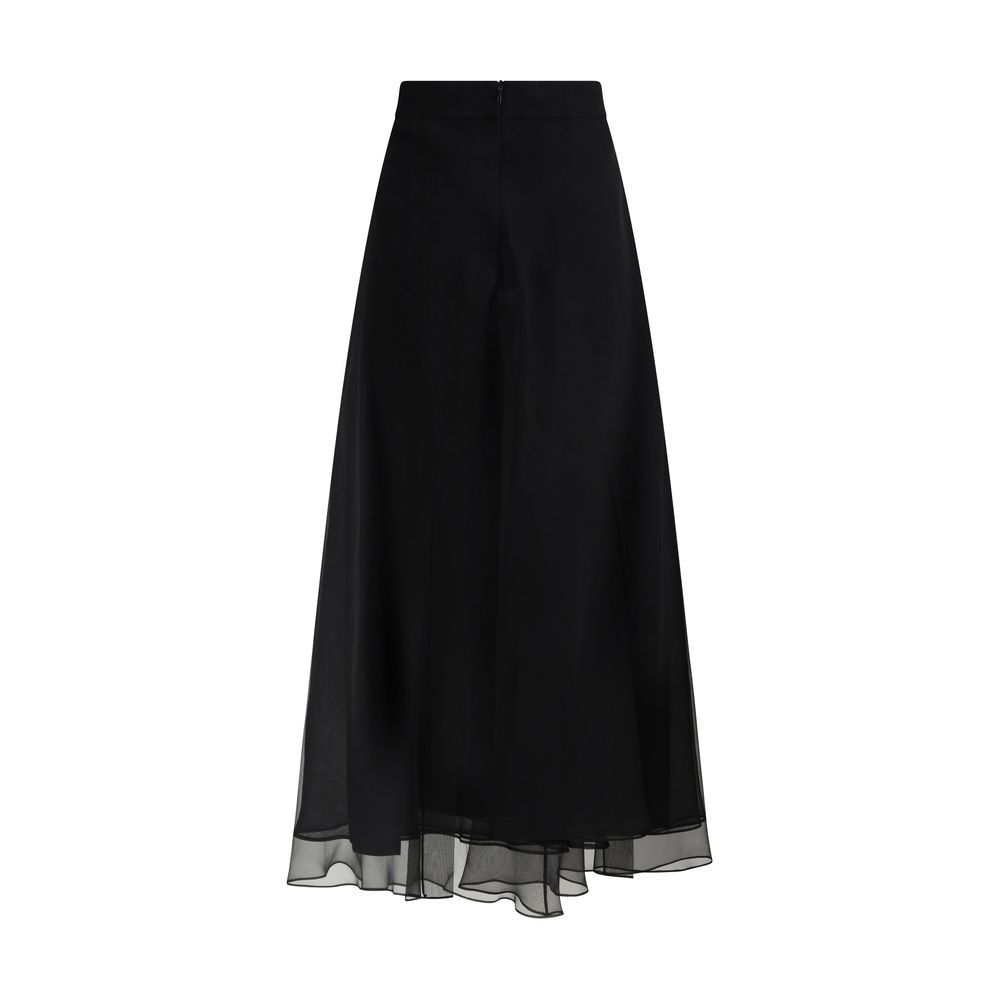 Brunello Cucinelli Silk Crêpe Midi Skirt