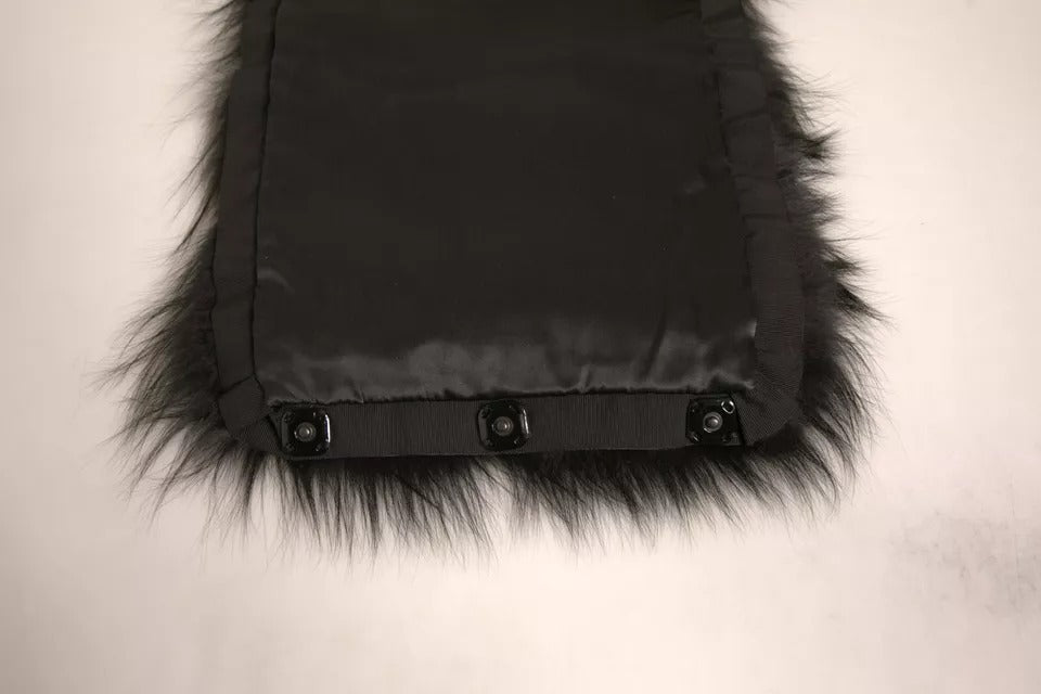 Dolce & Gabbana Black Fur Shoulder Collar Wrap Shawl Scarf