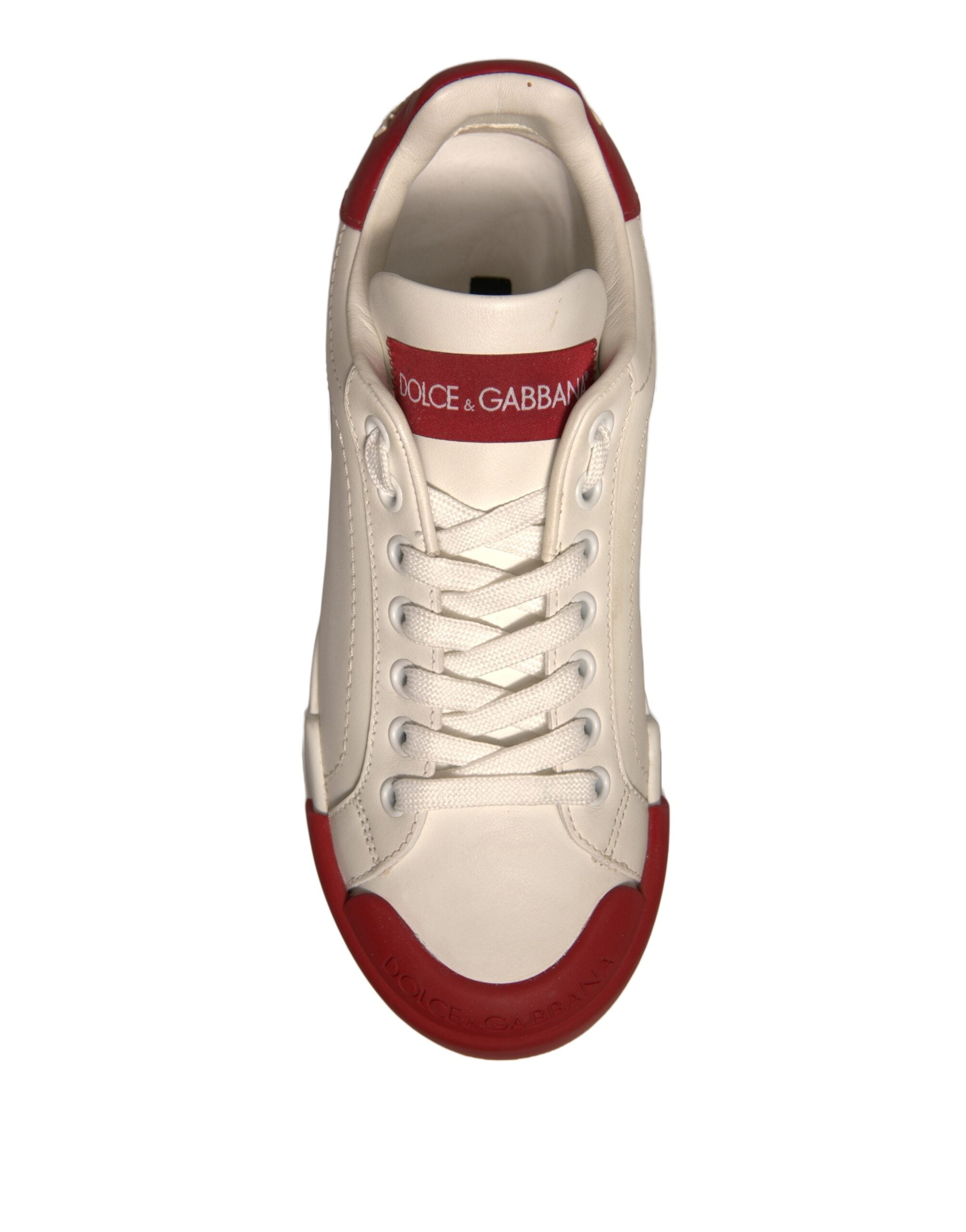 Dolce & Gabbana Shoes White Leather Logo Portofino Sneakers