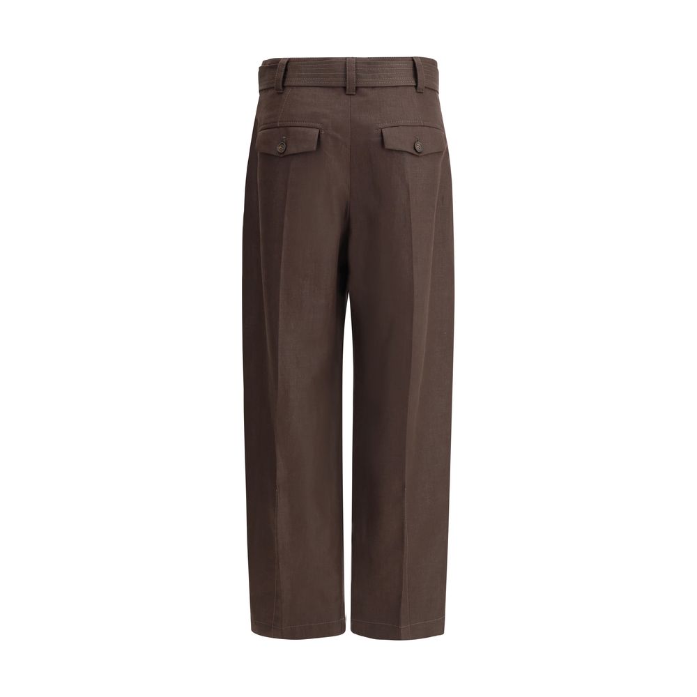 Brunello Cucinelli Belted Linen Pants