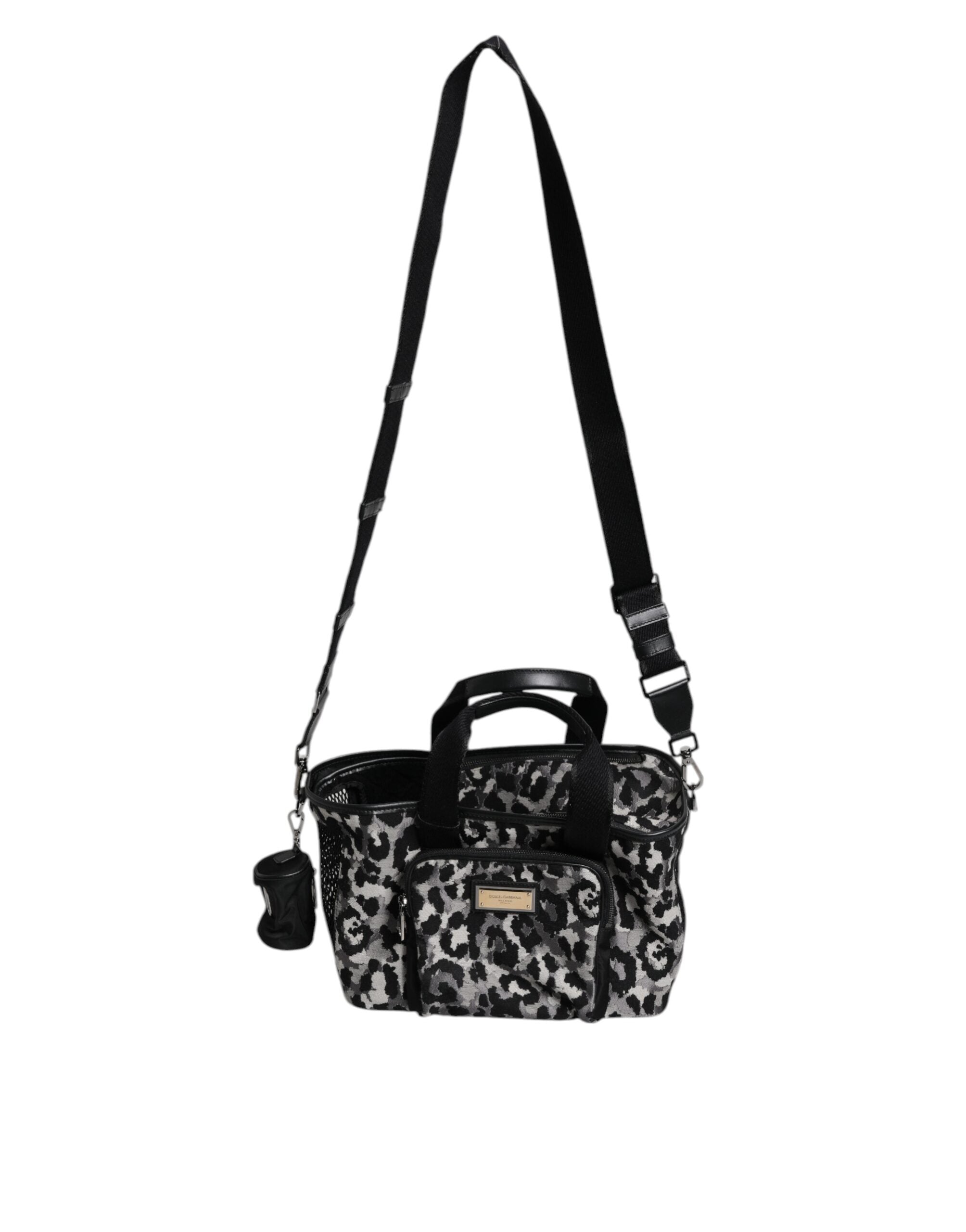 Dolce & Gabbana Multicolor Leopard Print Pet Carry Logo Plaque Bag