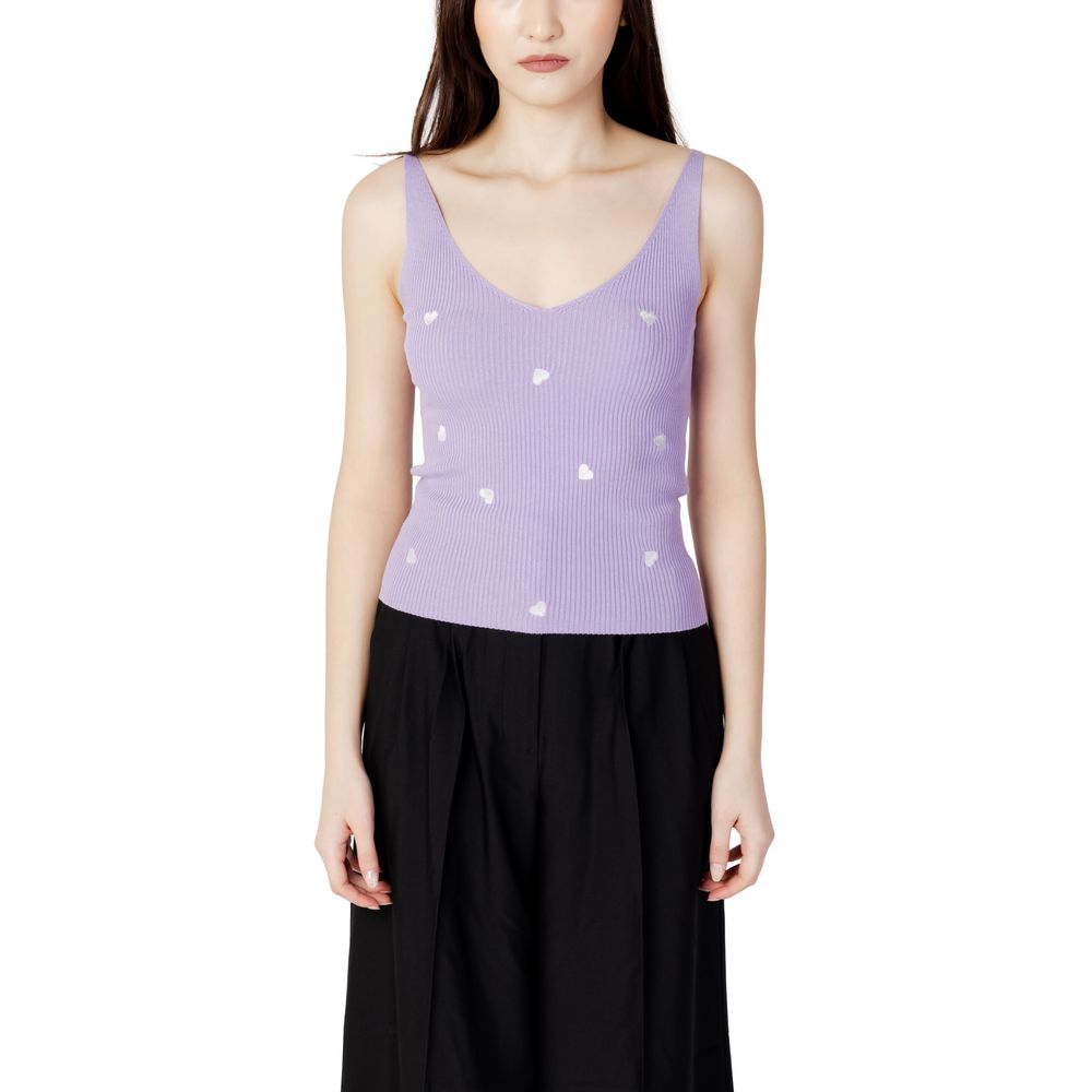 Jacqueline De Yong Purple Viscose T-Shirt