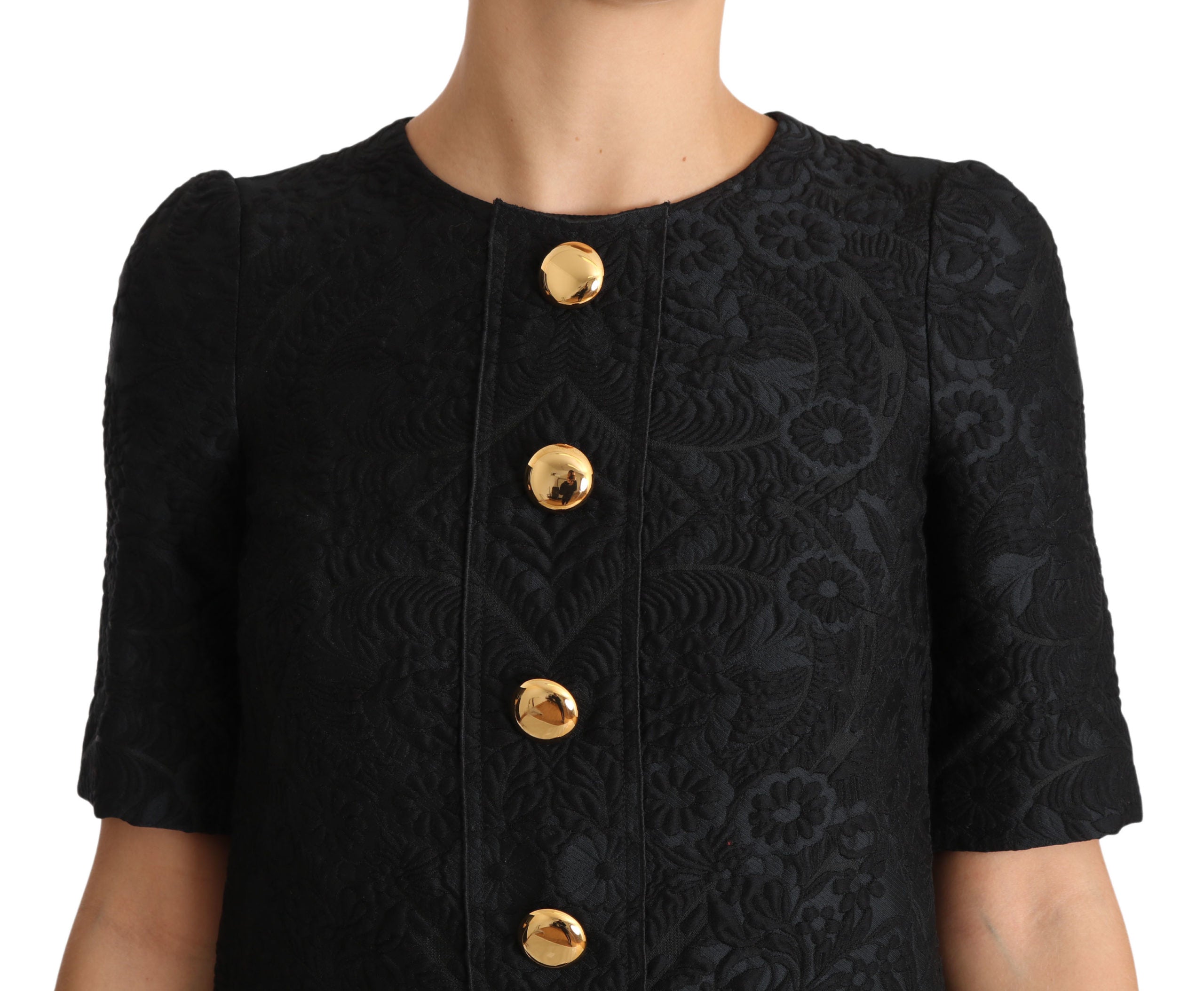 Dolce & Gabbana Elegant Black Button Embellished Mini Dress