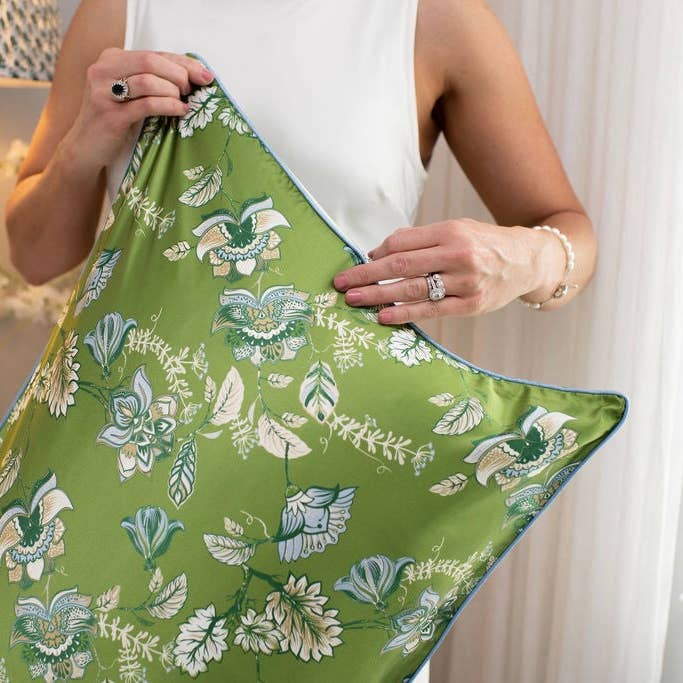 Green Floral - Luxury Silk Pillowcase Glam Steals  silk pillowcase Ever You silk pillowcase